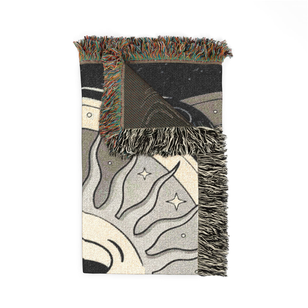 Sun & Planet Woven Blanket — Celestial Cozy Throw