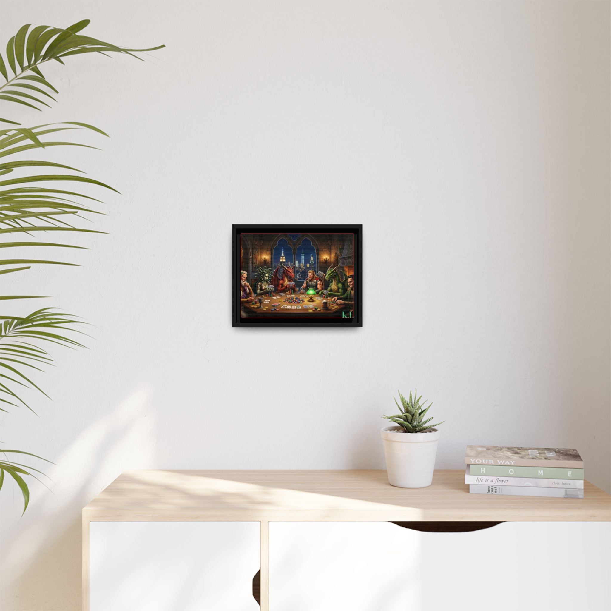 Framed Matte Canvas - Mythological Creature Poker Night Wall Art