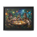 Framed Whimsical Sloth & Hedgehog Poker Night Canvas