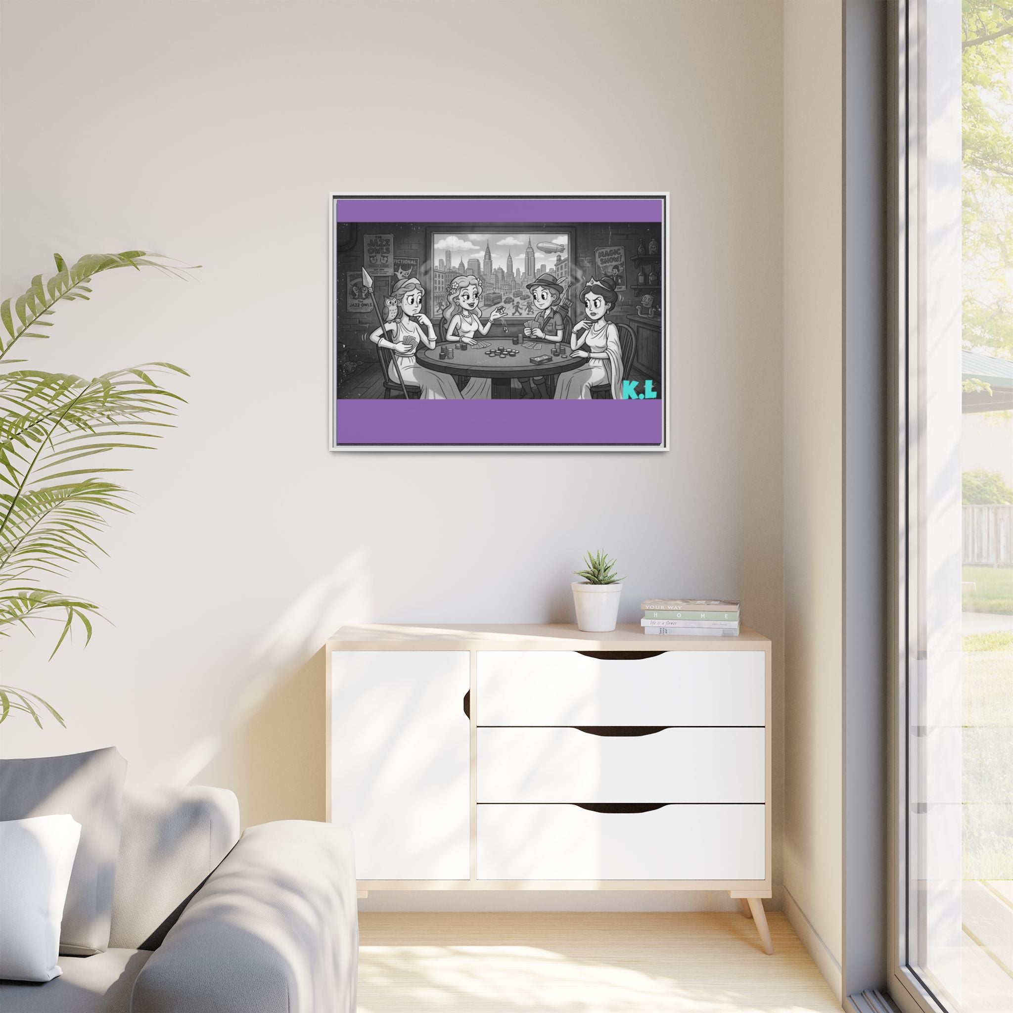Framed Matte Canvas - Vintage Goddess Poker Night Print