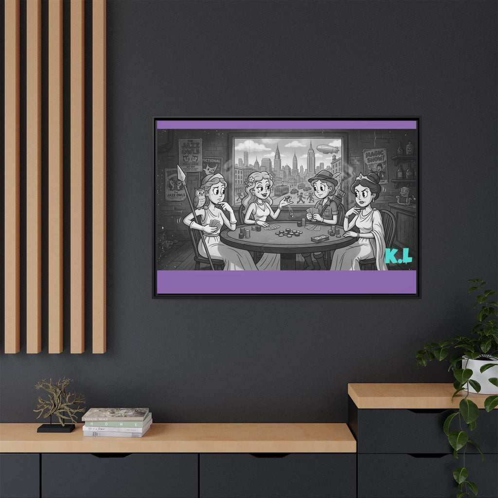 Framed Matte Canvas - Vintage Goddess Poker Night Print