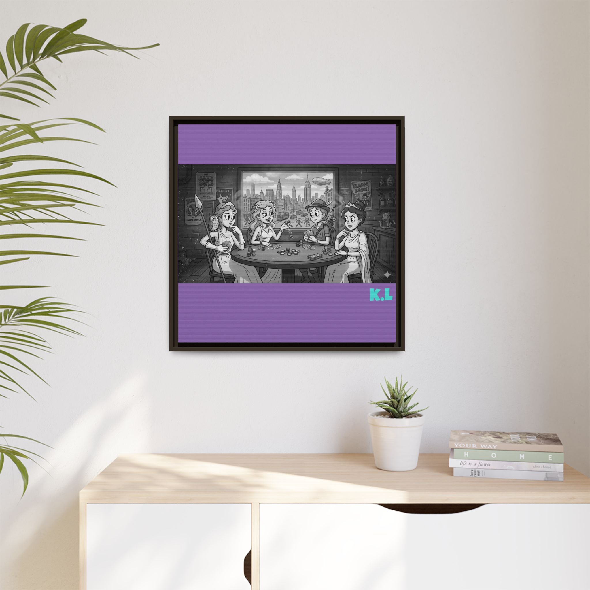 Framed Matte Canvas - Vintage Goddess Poker Night Print