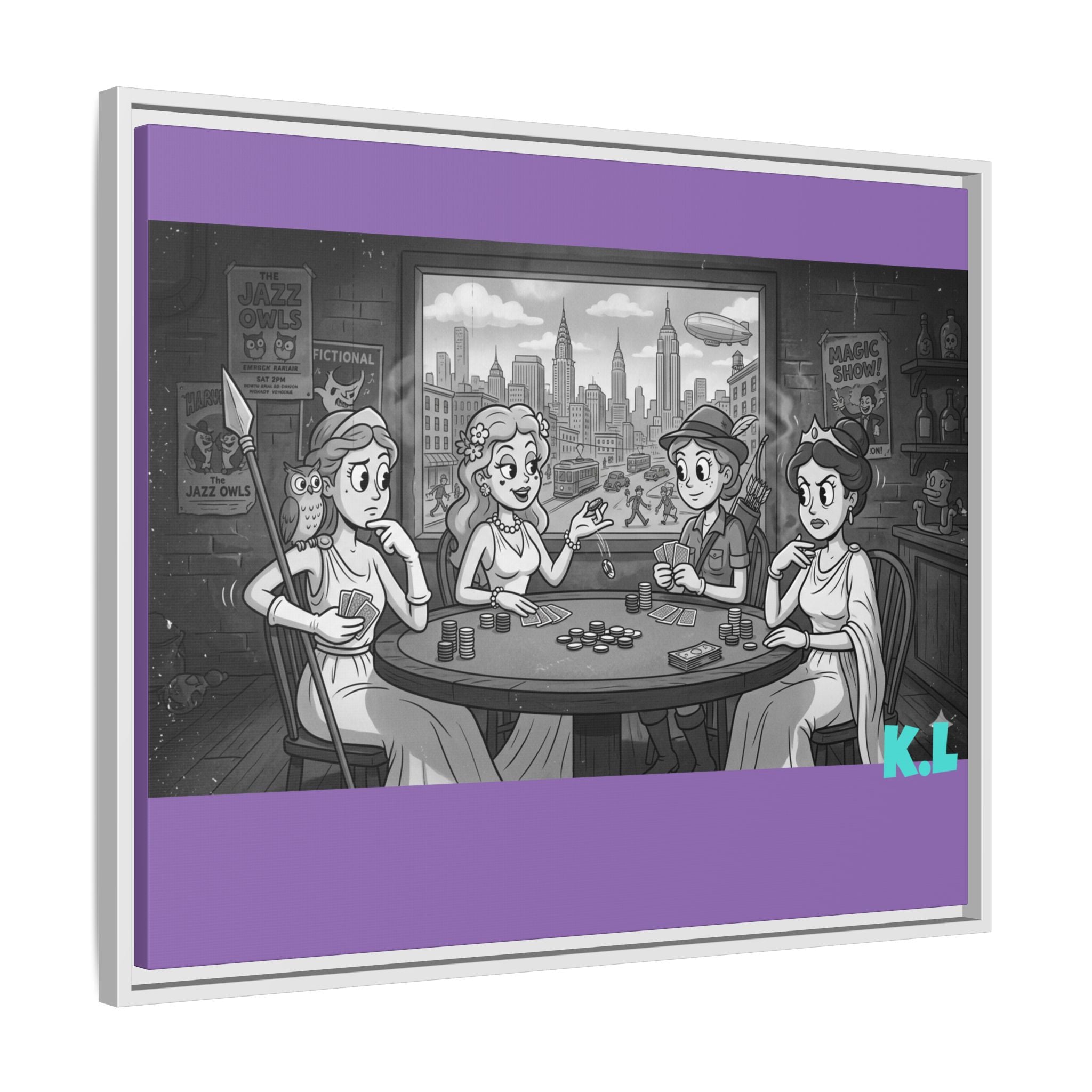 Framed Matte Canvas - Vintage Goddess Poker Night Print