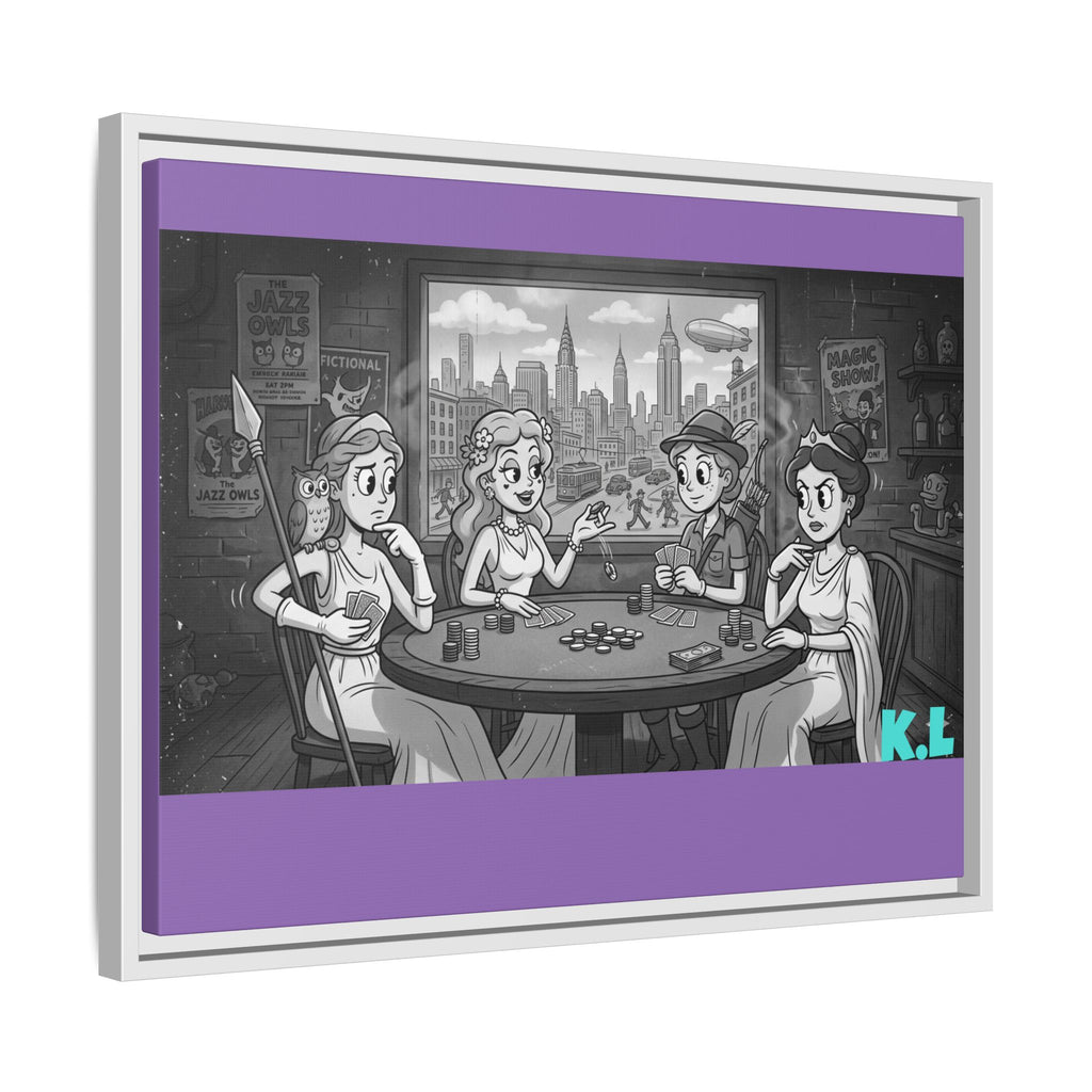 Framed Matte Canvas - Vintage Goddess Poker Night Print