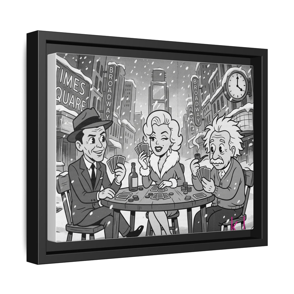 Vintage Celebrity Trio Matte Canvas Print — Framed Retro New York Wall Art
