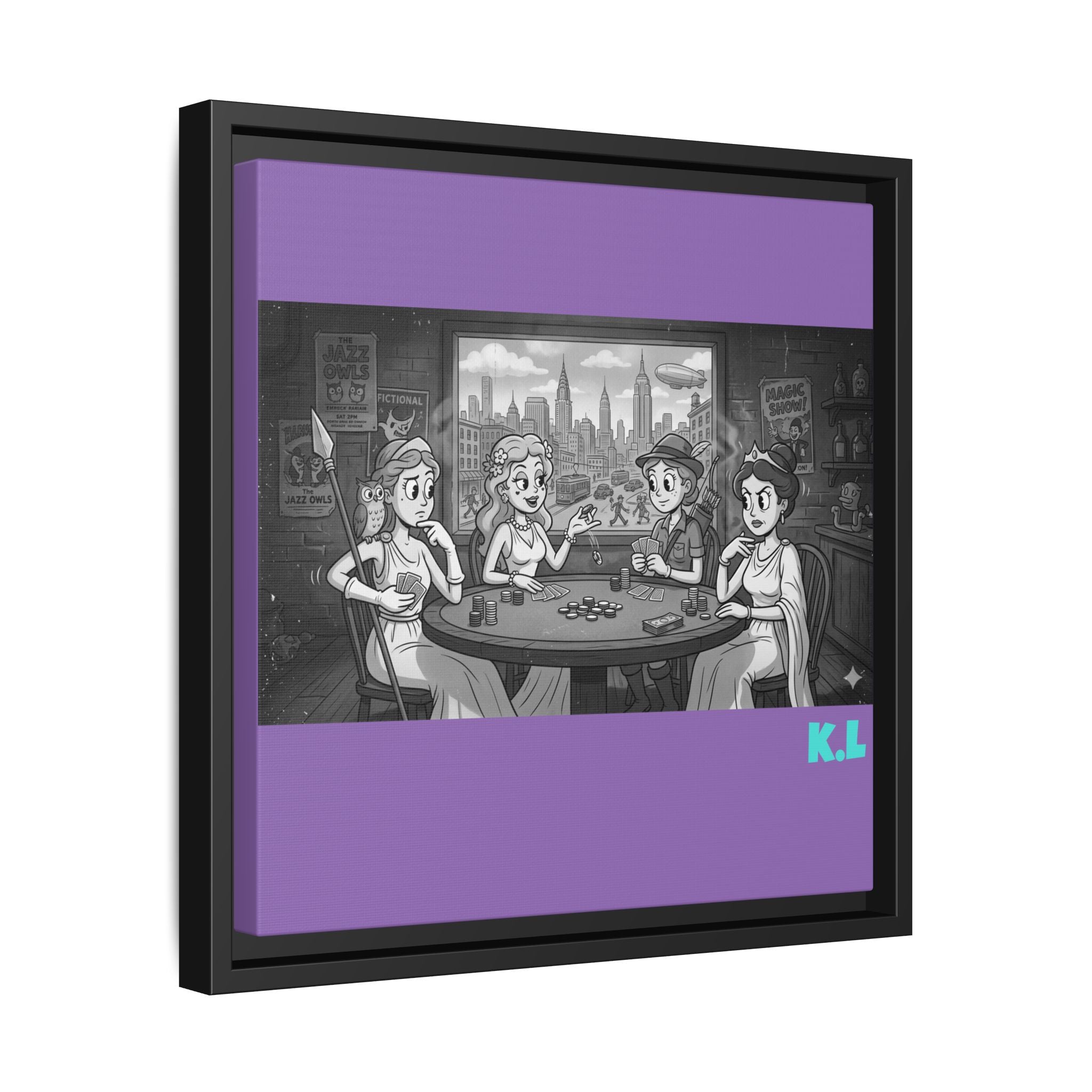 Framed Matte Canvas - Vintage Goddess Poker Night Print