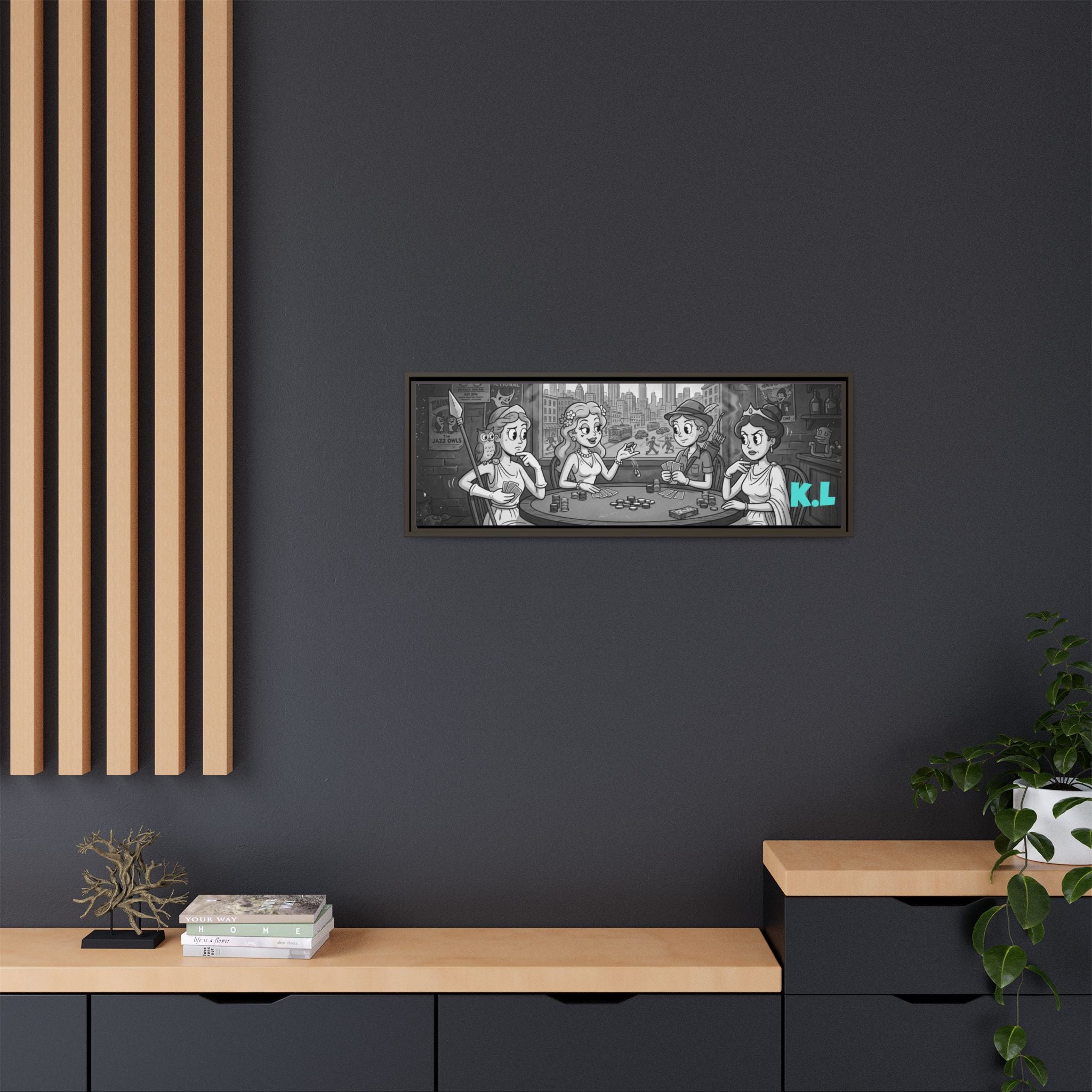 Framed Matte Canvas - Vintage Goddess Poker Night Print