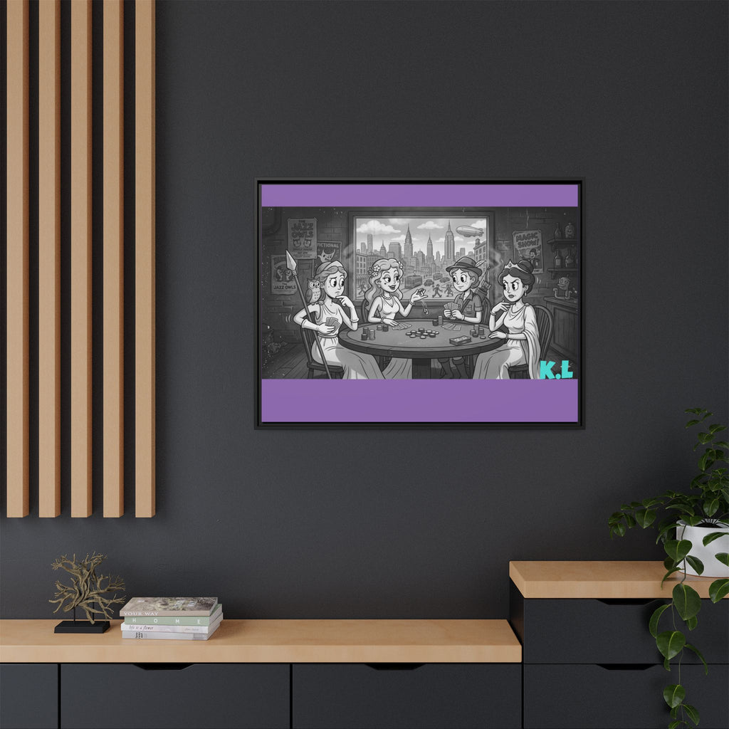 Framed Matte Canvas - Vintage Goddess Poker Night Print