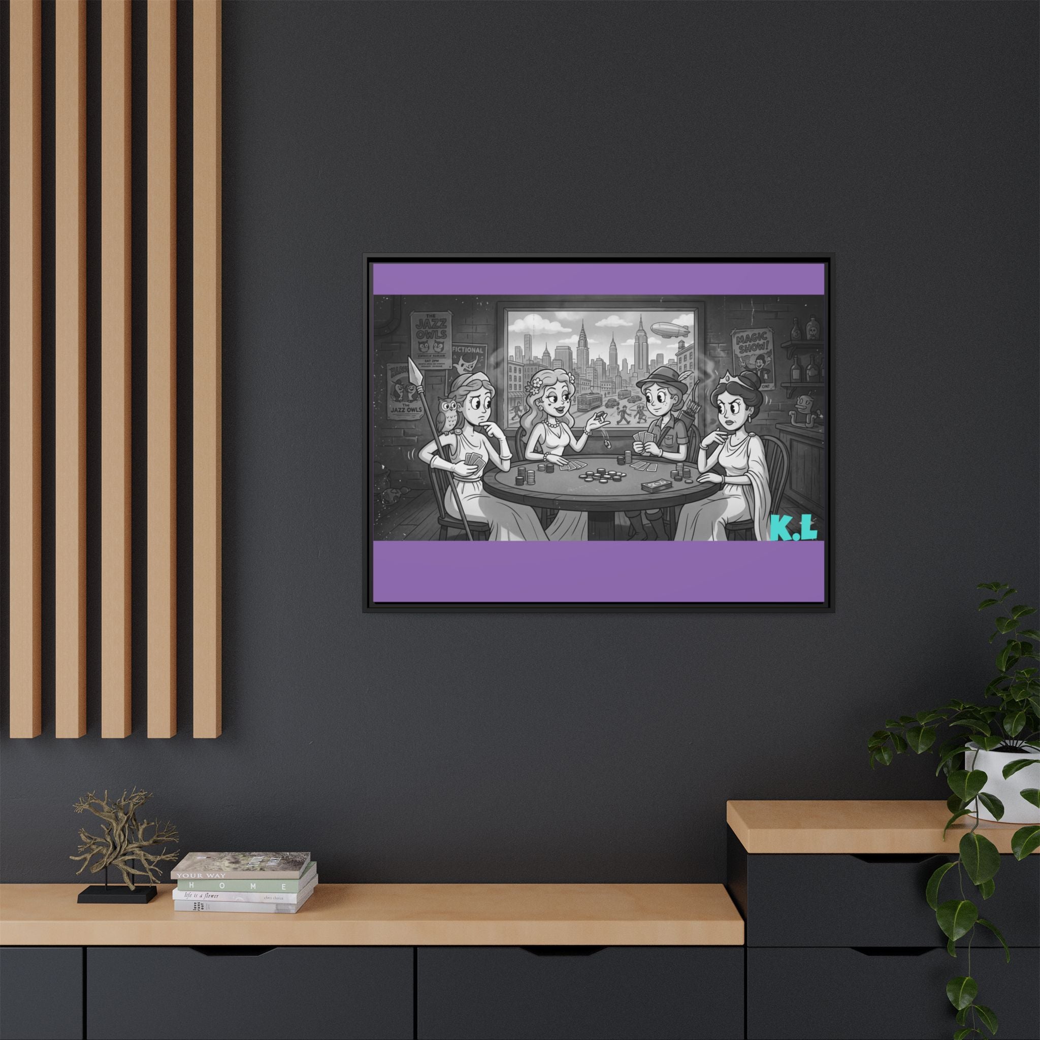 Framed Matte Canvas - Vintage Goddess Poker Night Print