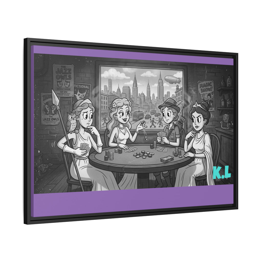 Framed Matte Canvas - Vintage Goddess Poker Night Print