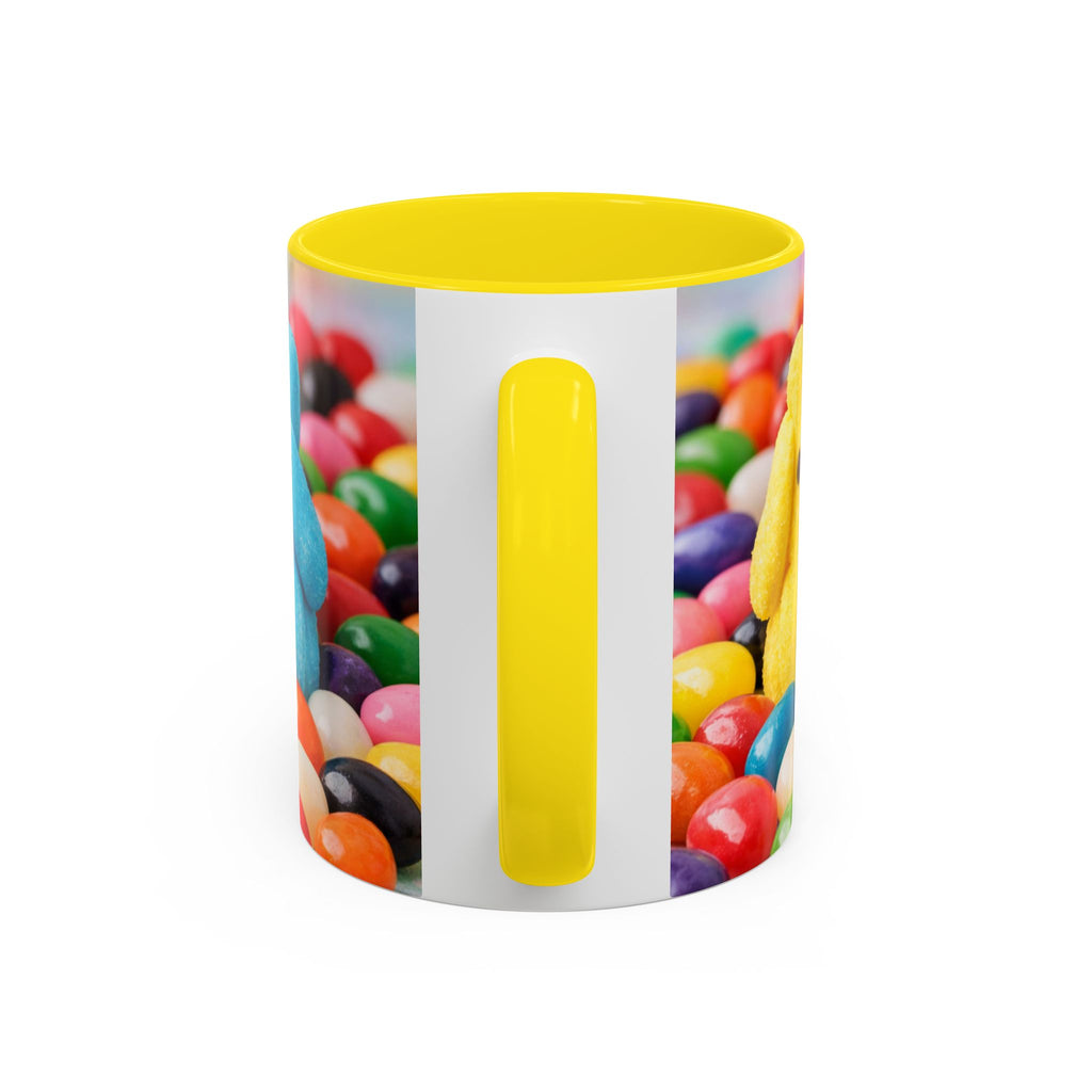 Easter Candy Peeps Coffee Mug — Colorful Jellybean & Marshmallow Bunny Accent Mug (11/15oz)