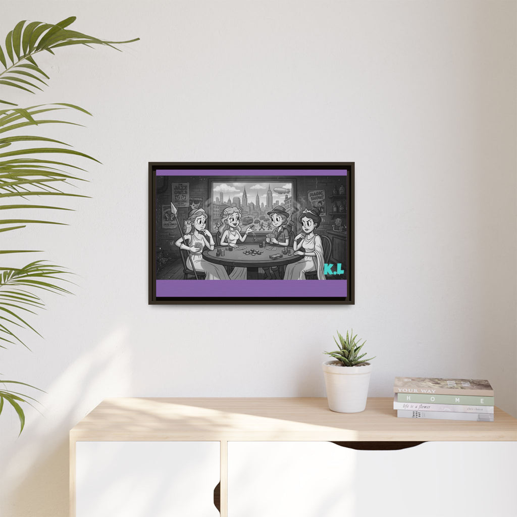 Framed Matte Canvas - Vintage Goddess Poker Night Print