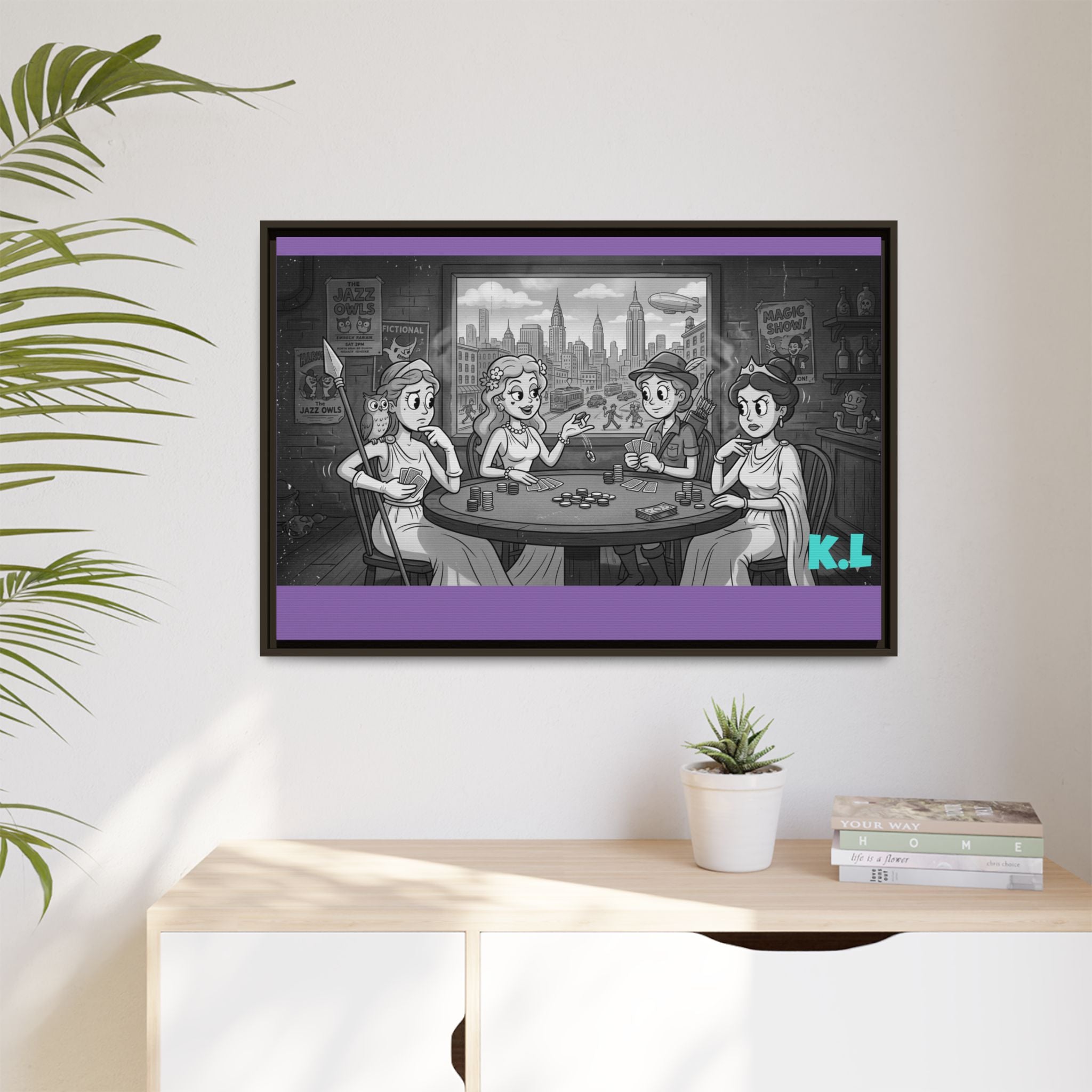 Framed Matte Canvas - Vintage Goddess Poker Night Print