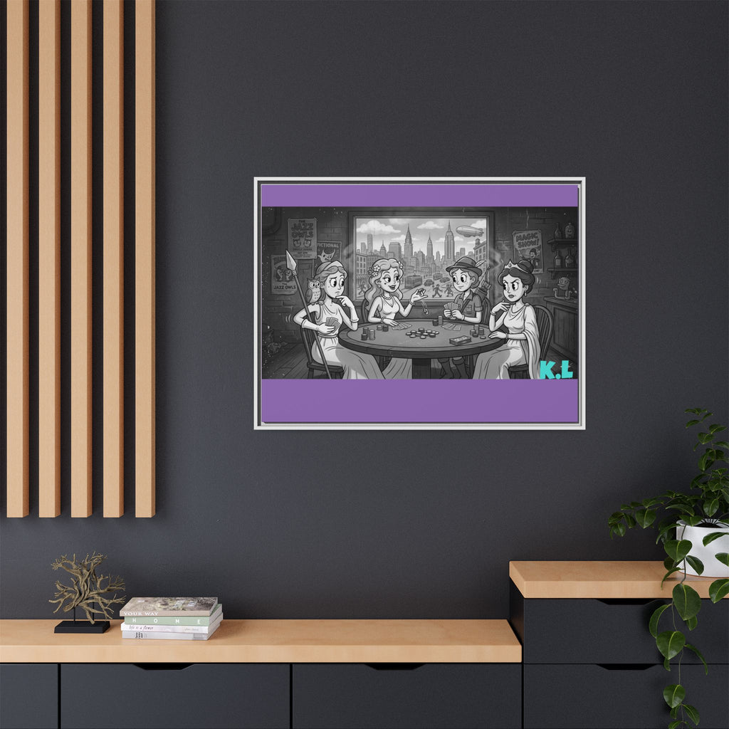 Framed Matte Canvas - Vintage Goddess Poker Night Print