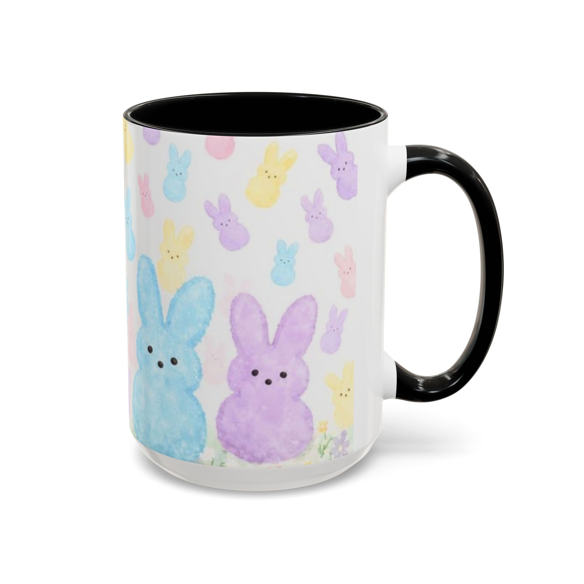 Pastel Peeps Easter Coffee Mug — Cute Bunny Pattern Accent Mug (11/15oz)