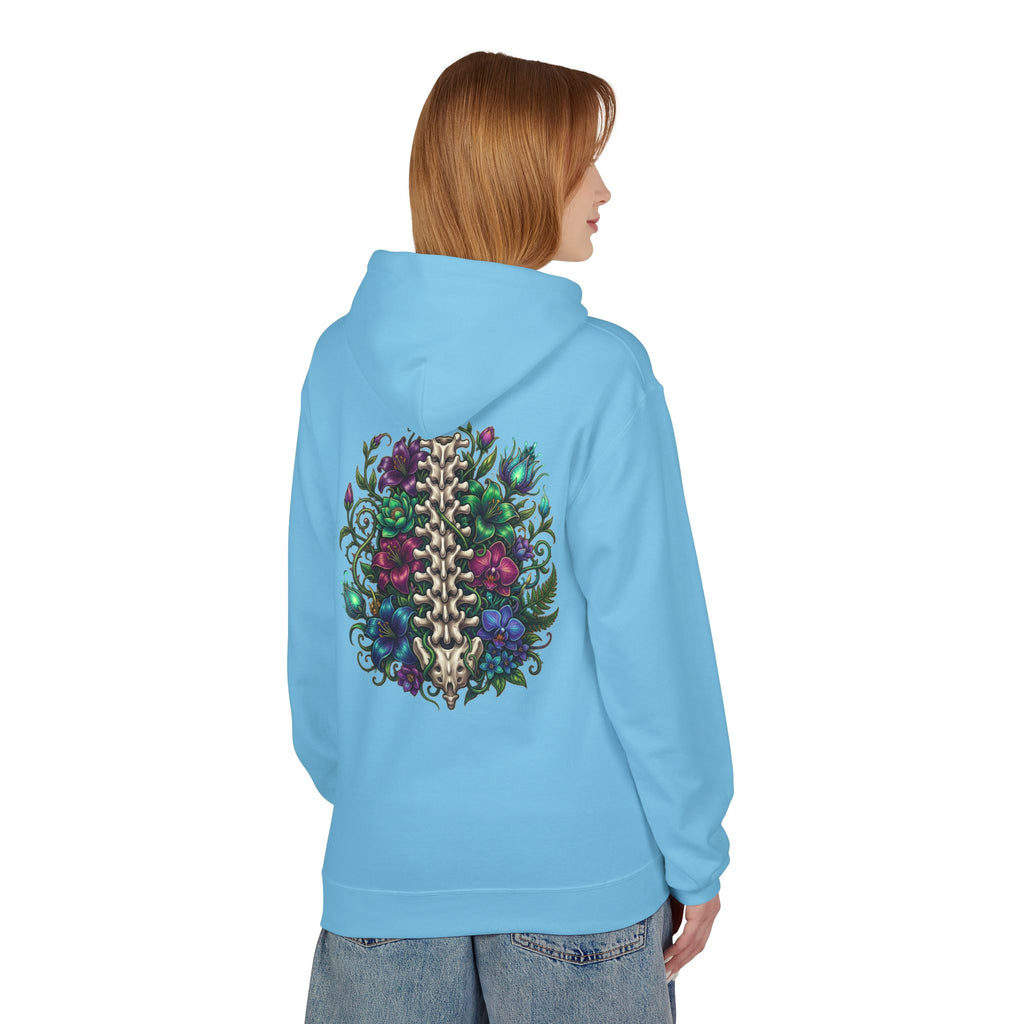 Spine & Blossoms Hoodie — "Soft Heart, Strong Spine!" Graphic Pullover