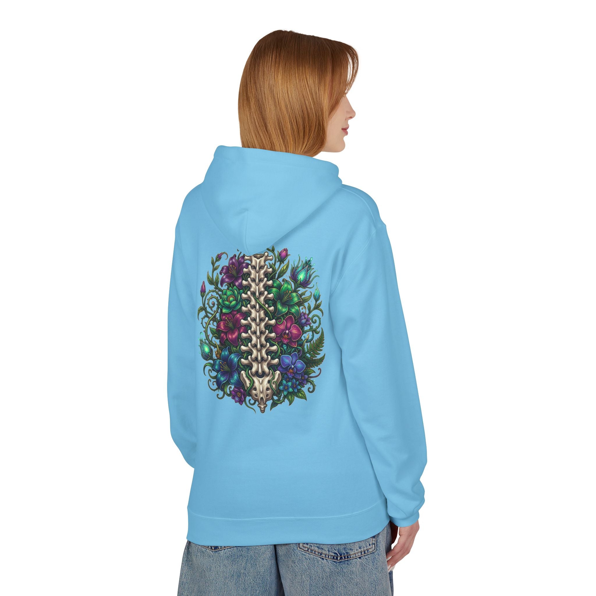Spine & Blossoms Hoodie — "Soft Heart, Strong Spine!" Graphic Pullover