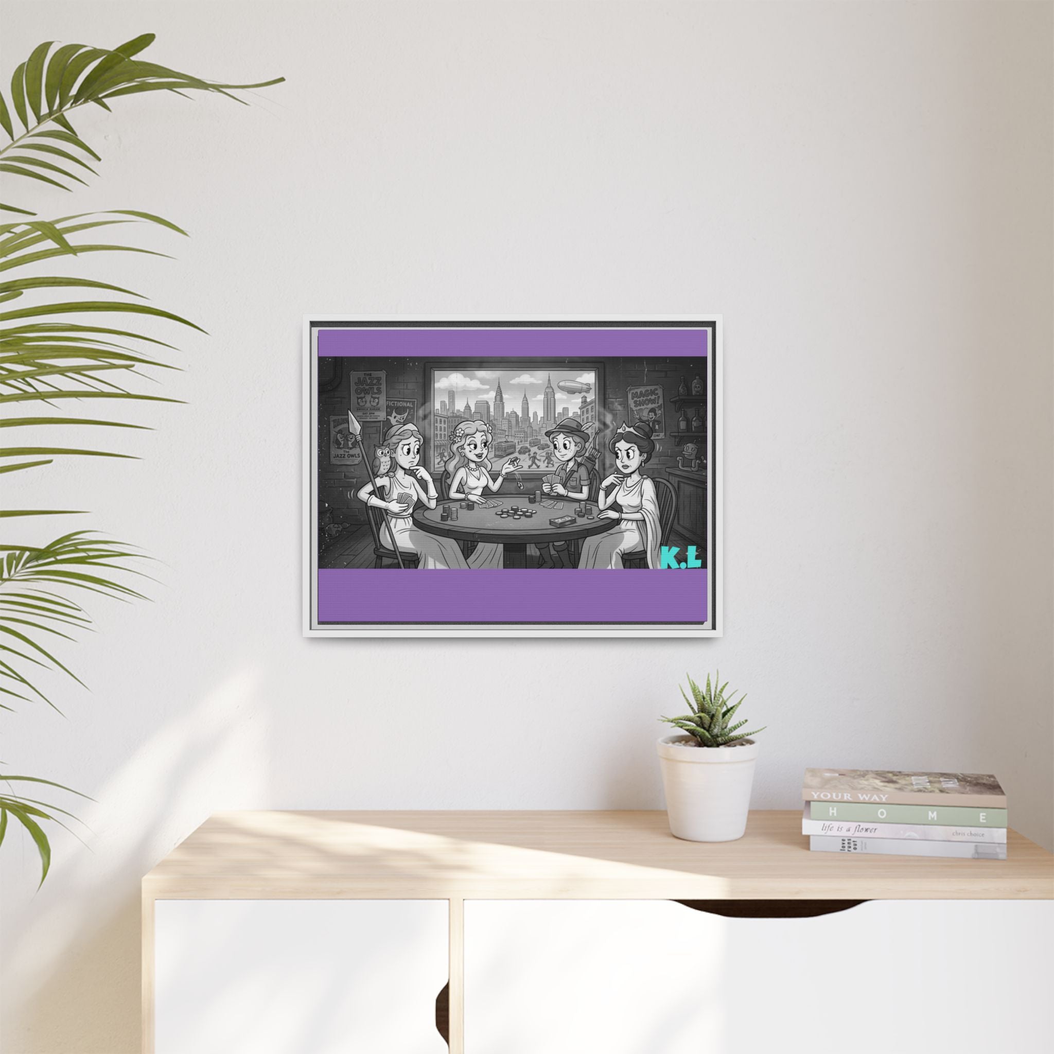 Framed Matte Canvas - Vintage Goddess Poker Night Print