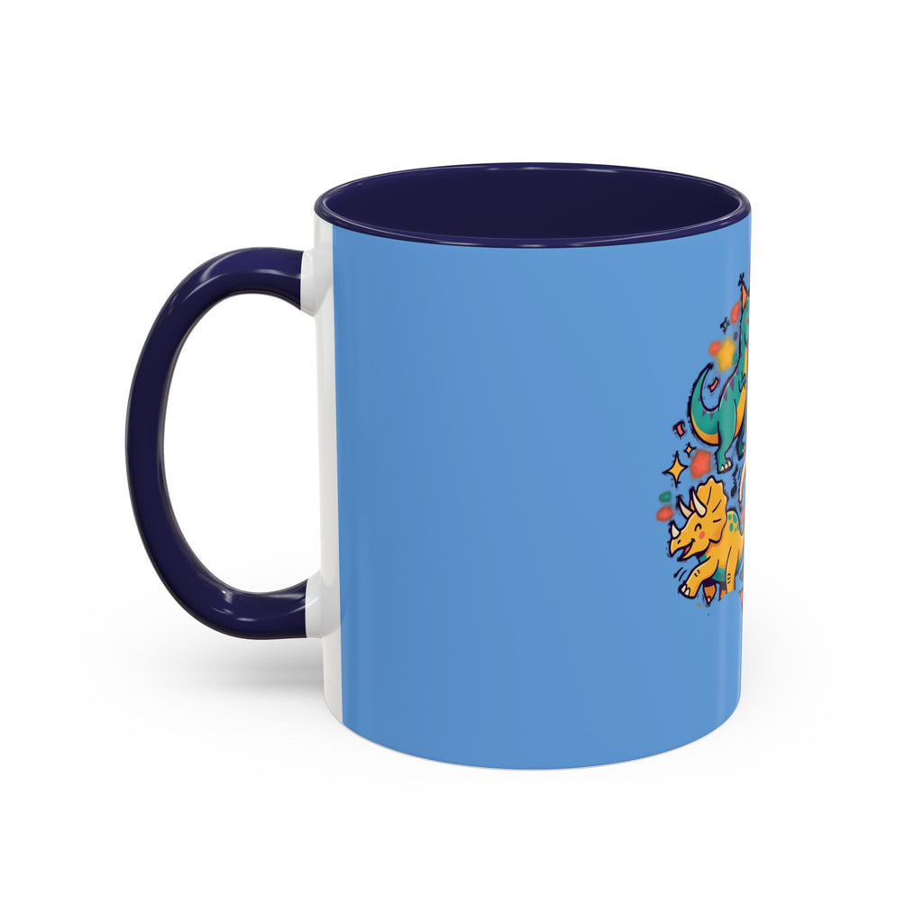 Cute Dancing Dinosaurs & Sloths Accent Coffee Mug — Colorful 11/15oz Ceramic