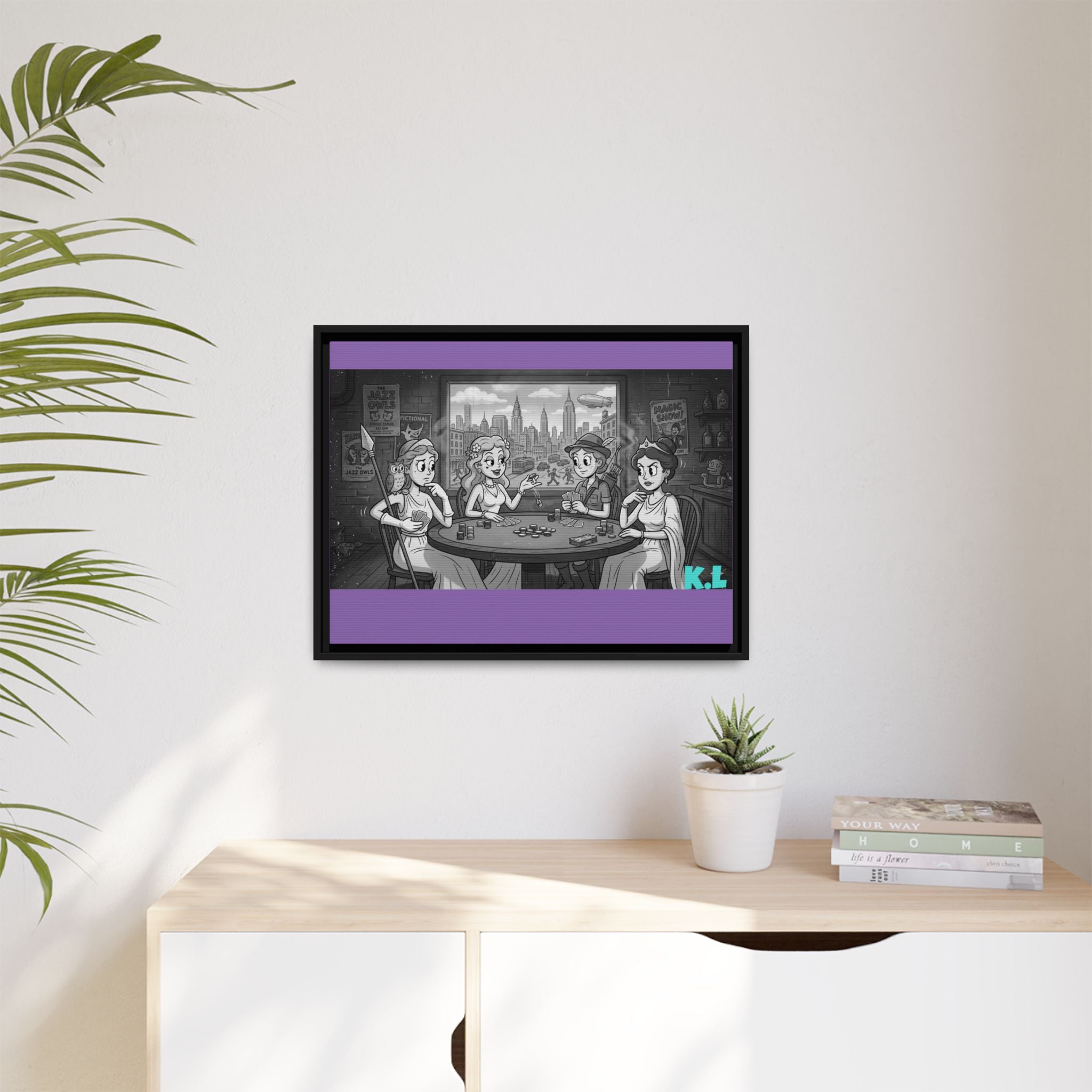 Framed Matte Canvas - Vintage Goddess Poker Night Print