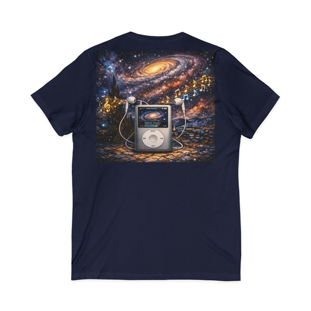 Galaxy iPod Music Tee — Retro Space Music V-Neck T‑Shirt