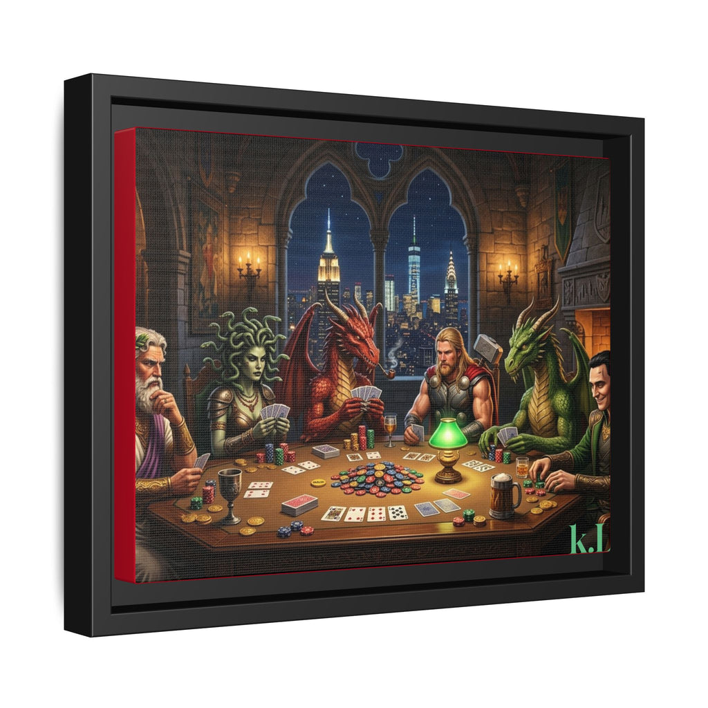 Framed Matte Canvas - Mythological Creature Poker Night Wall Art
