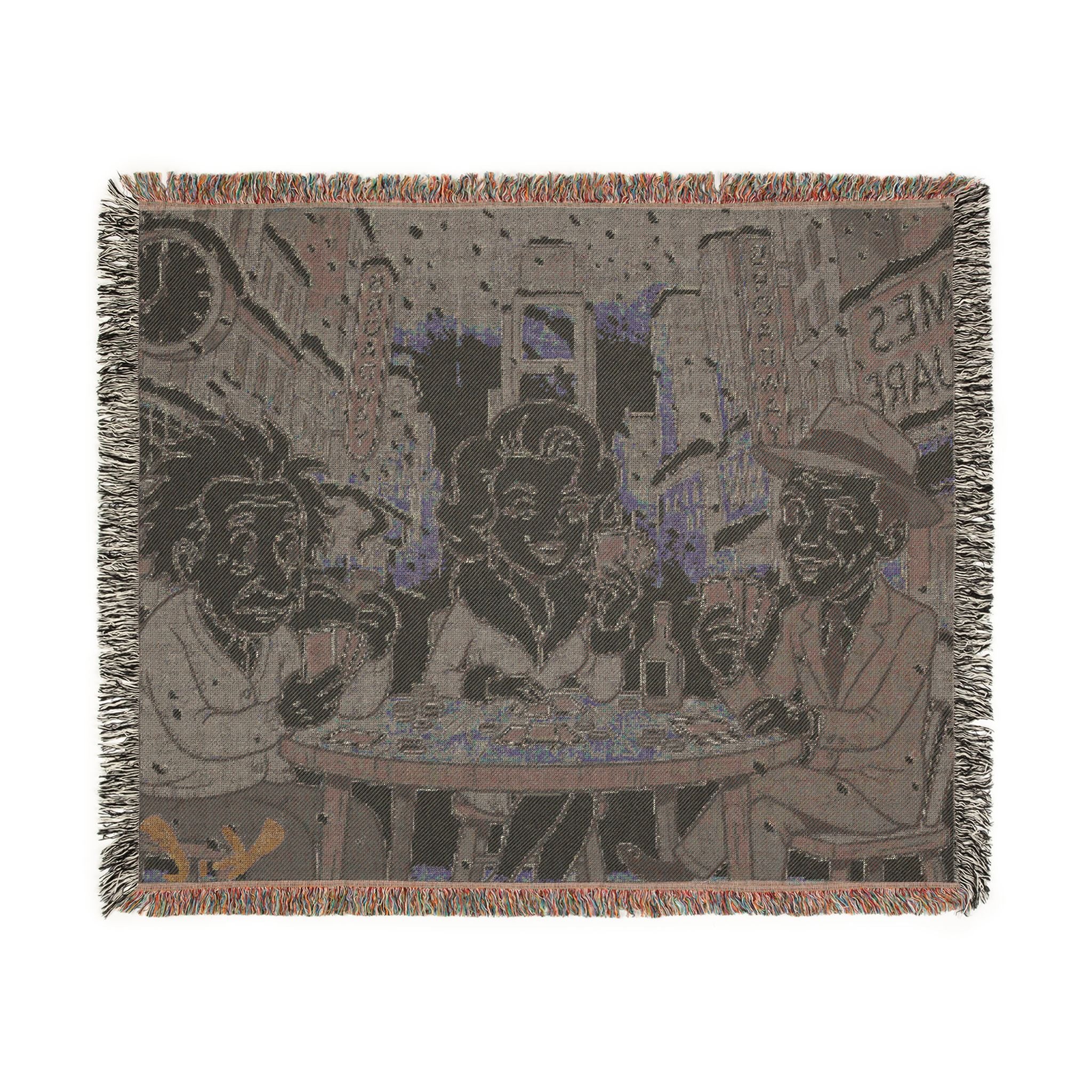 Vintage Movie Night Woven Blanket — Retro Film Stars Throw for Cozy Home & Gifts