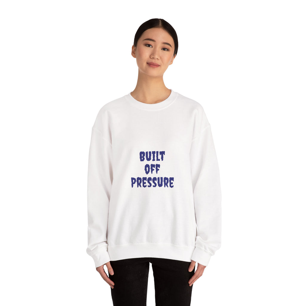 Crewneck Sweatshirt — "Built Off Pressure" Diamond UFO Floral Back Print