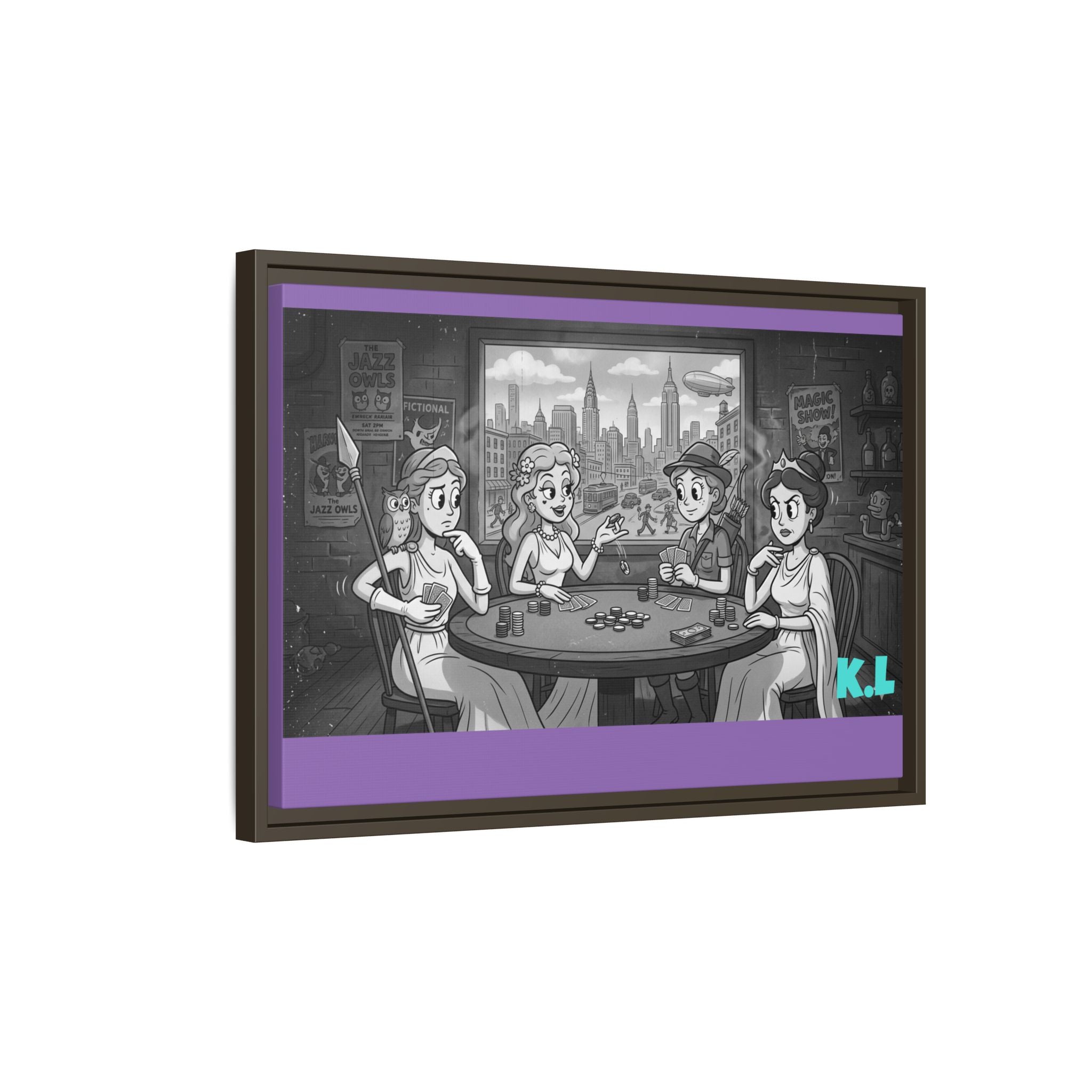 Framed Matte Canvas - Vintage Goddess Poker Night Print