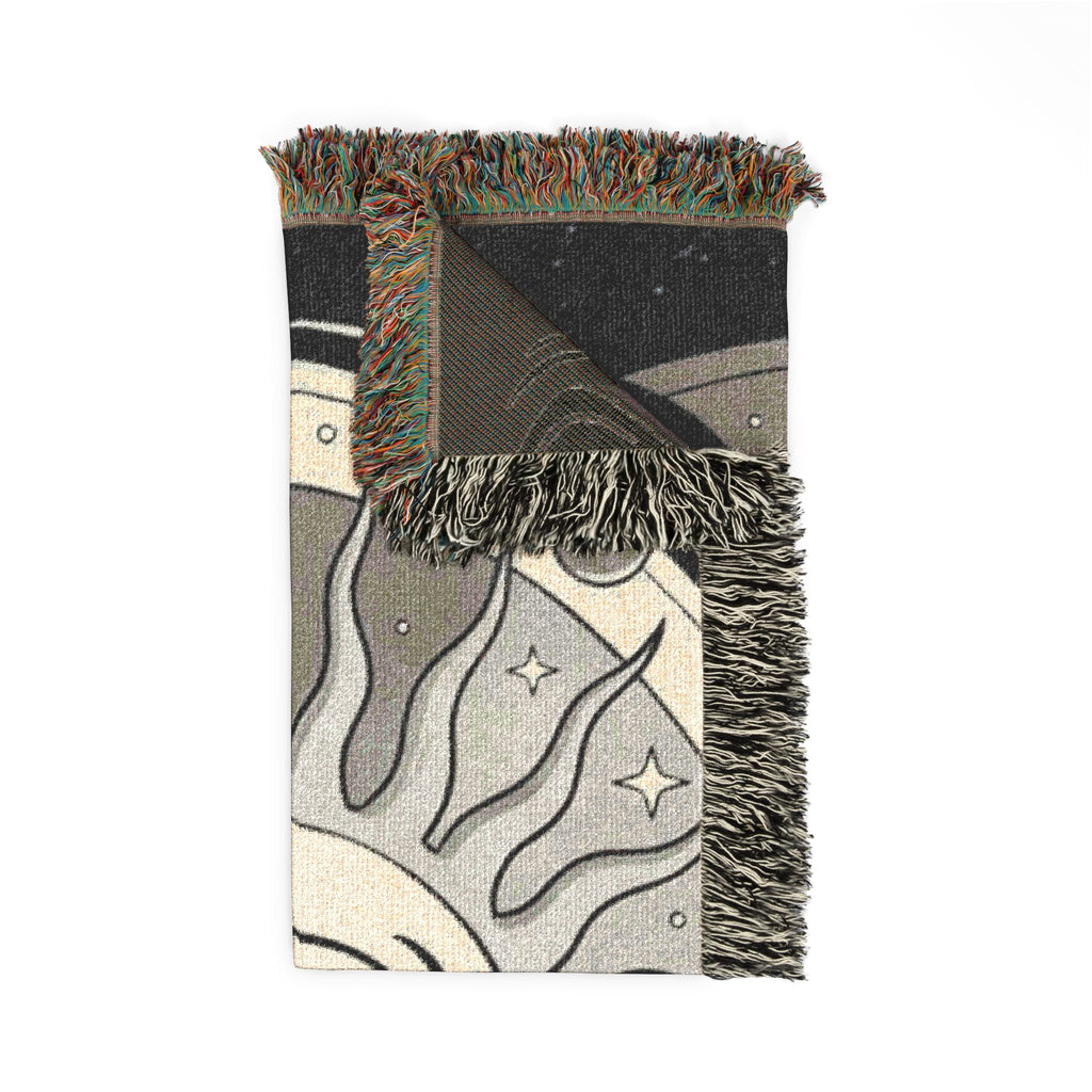 Sun & Planet Woven Blanket — Celestial Cozy Throw