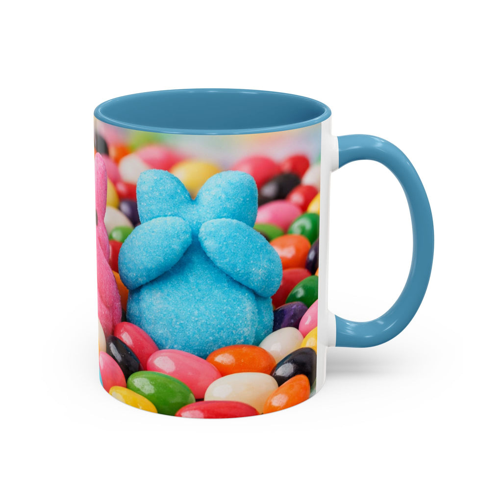 Easter Candy Peeps Coffee Mug — Colorful Jellybean & Marshmallow Bunny Accent Mug (11/15oz)