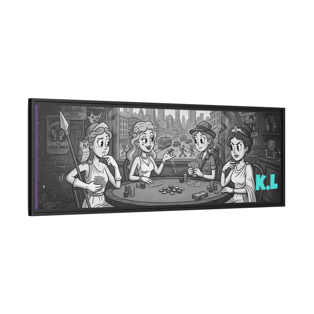 Framed Matte Canvas - Vintage Goddess Poker Night Print