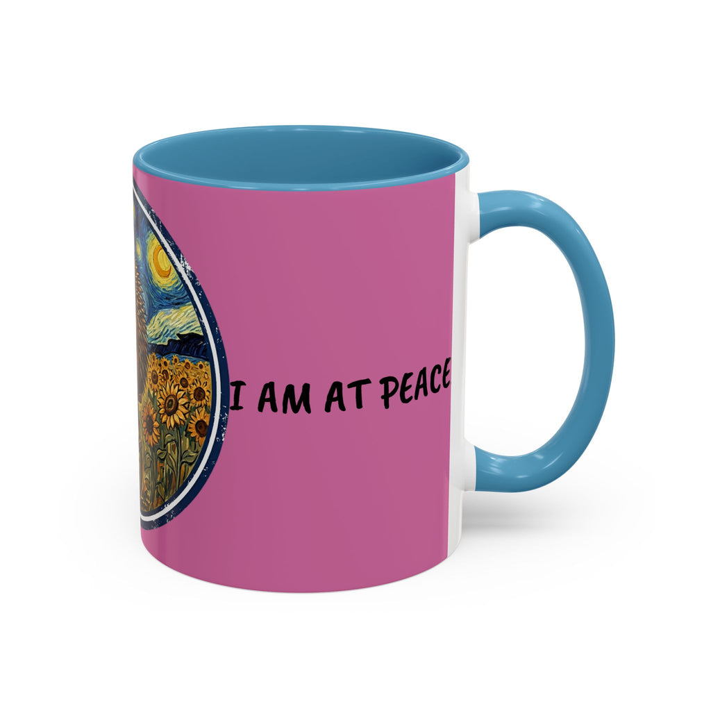 Hedgehog Sunflower Coffee Mug — "I Am At Peace" Accent Ceramic Mug