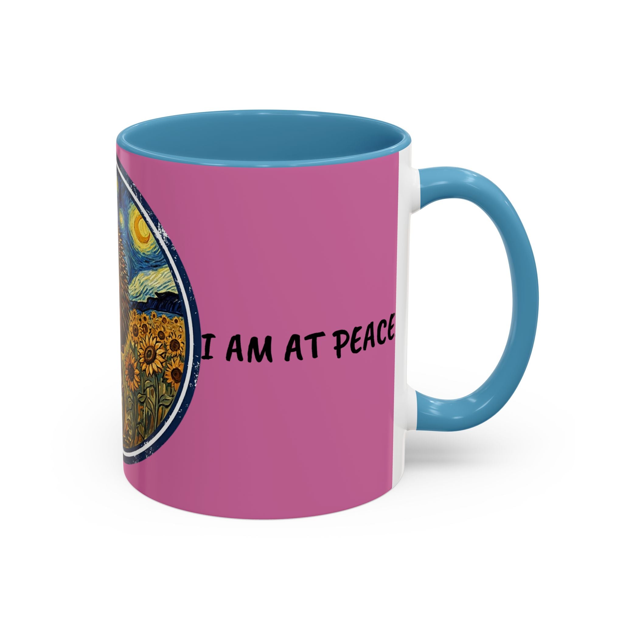 Hedgehog Sunflower Coffee Mug — "I Am At Peace" Accent Ceramic Mug