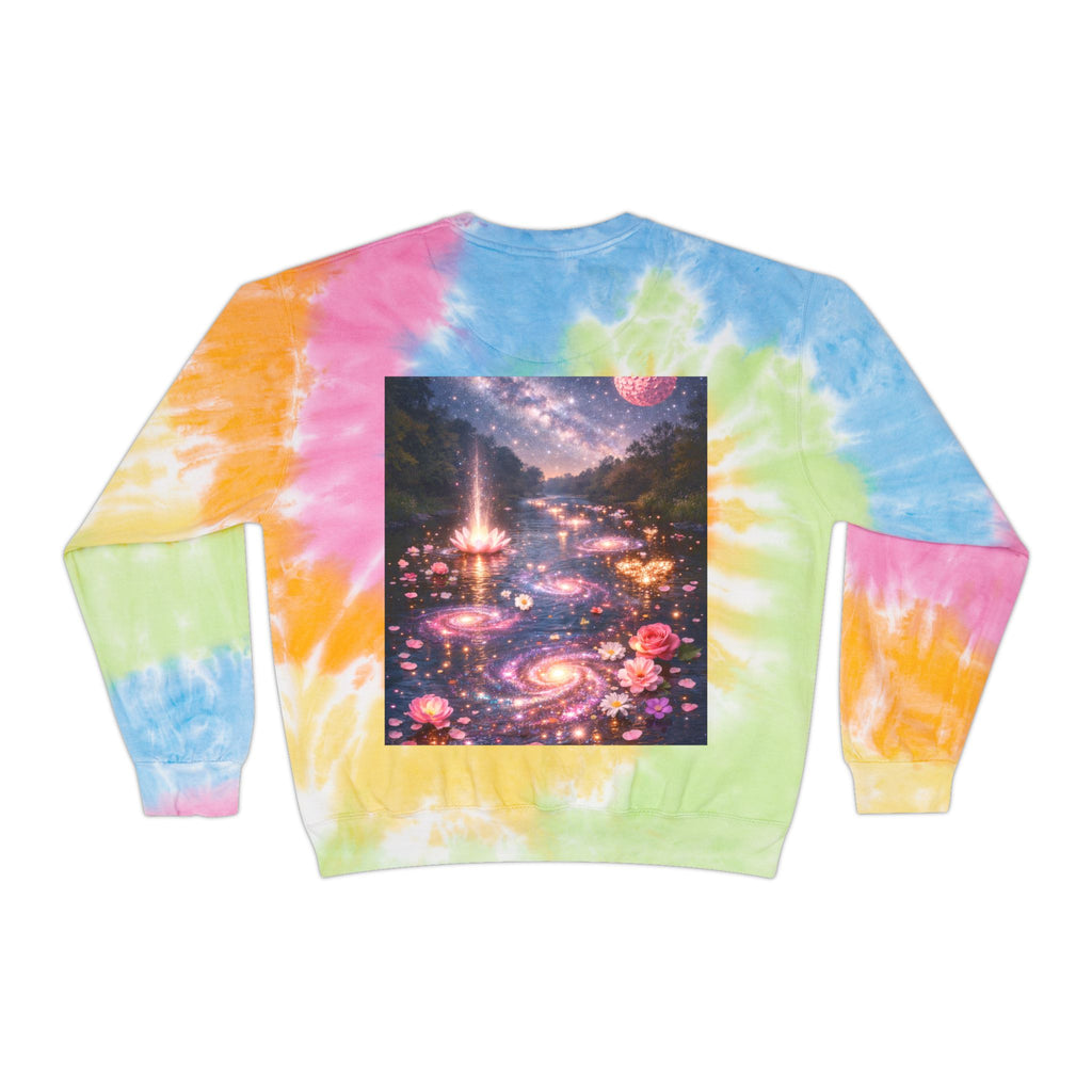 Tie-Dye Sweatshirt — "Dripping in Purpose!" Motivational Blue Tie-Dye Crewneck