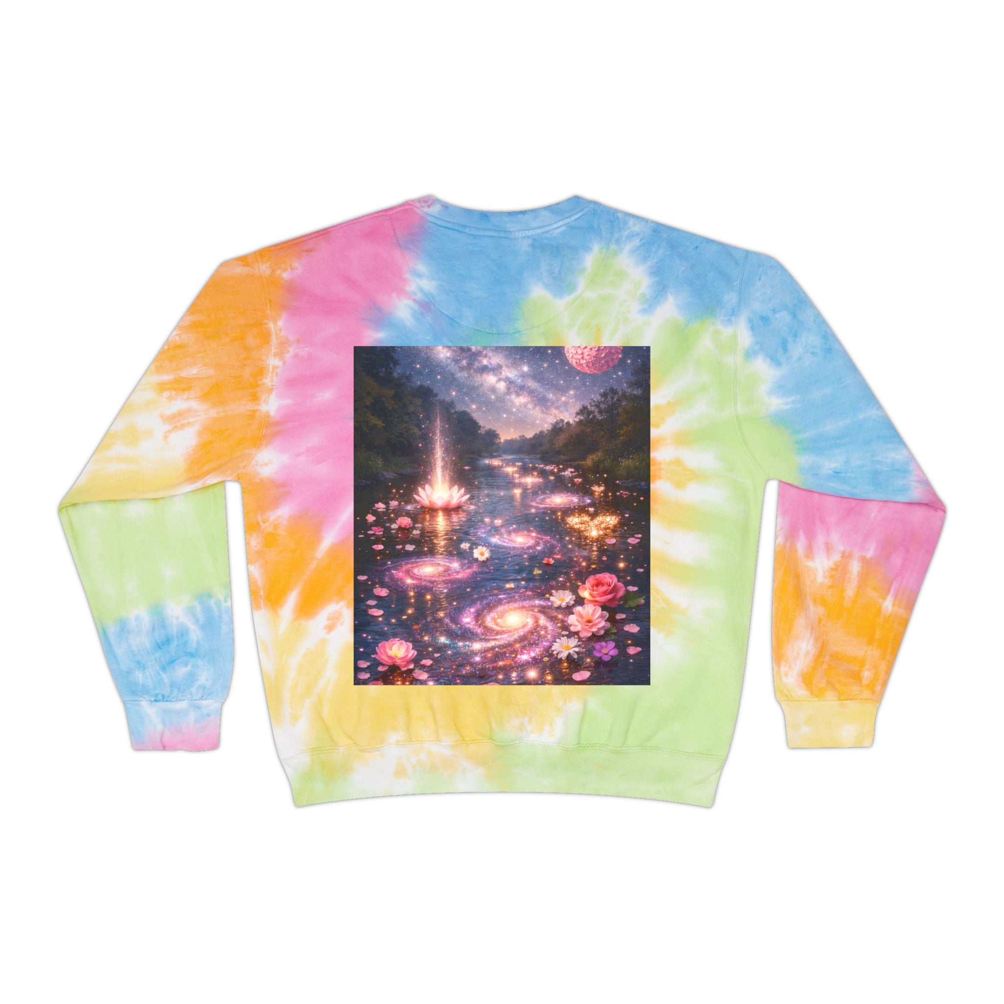 Tie-Dye Sweatshirt — "Dripping in Purpose!" Motivational Blue Tie-Dye Crewneck