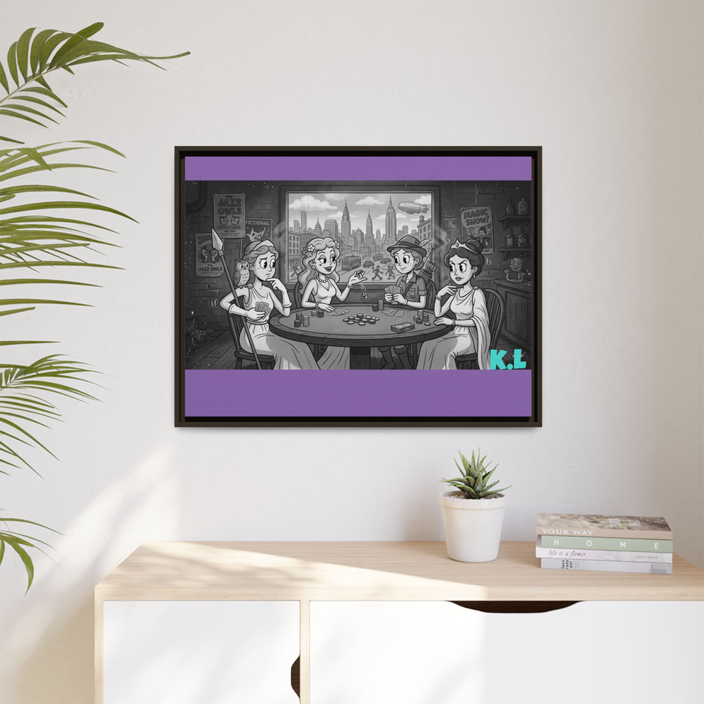 Framed Matte Canvas - Vintage Goddess Poker Night Print
