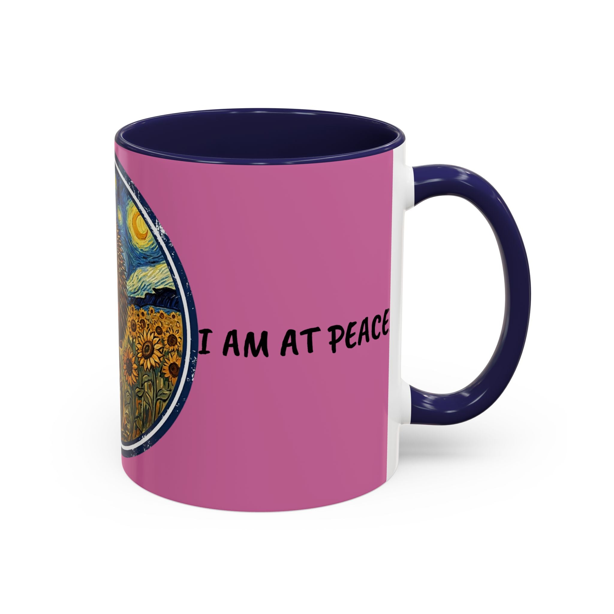 Hedgehog Sunflower Coffee Mug — "I Am At Peace" Accent Ceramic Mug
