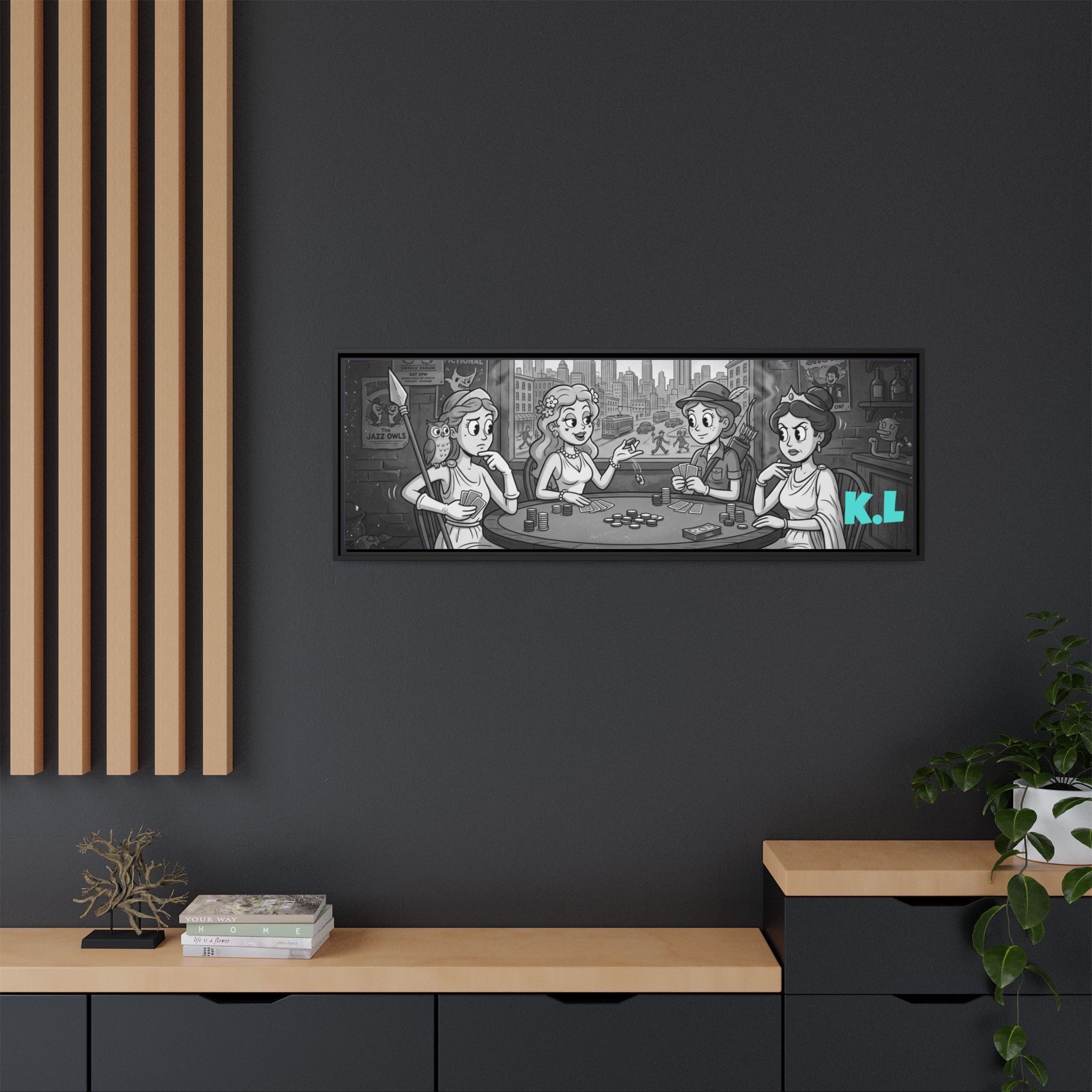 Framed Matte Canvas - Vintage Goddess Poker Night Print