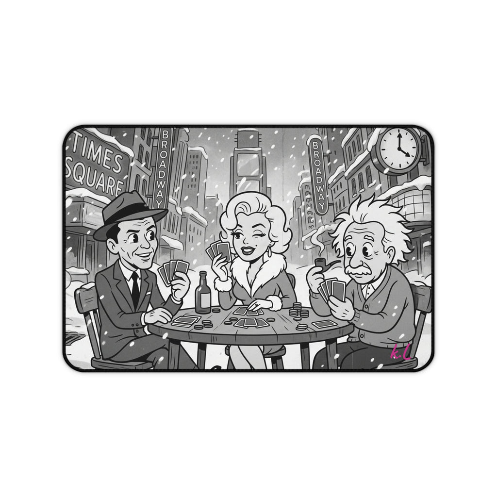 Vintage Cartoon Poker Night Desk Mat — Retro Casino Desk Pad