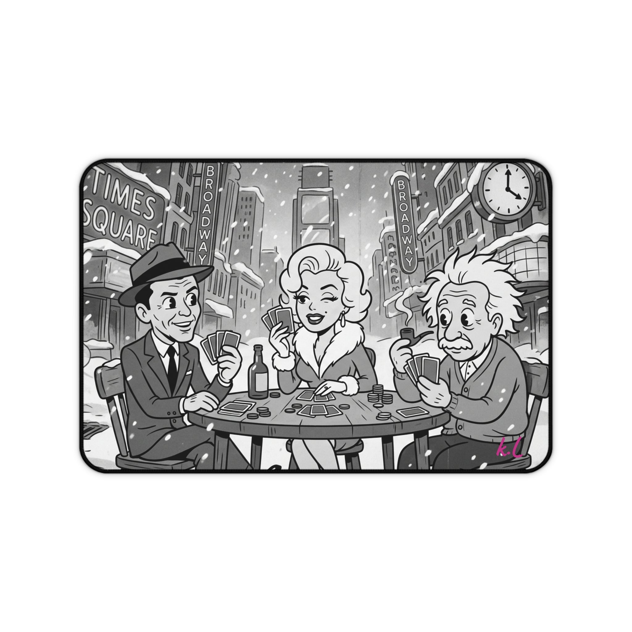 Vintage Cartoon Poker Night Desk Mat — Retro Casino Desk Pad
