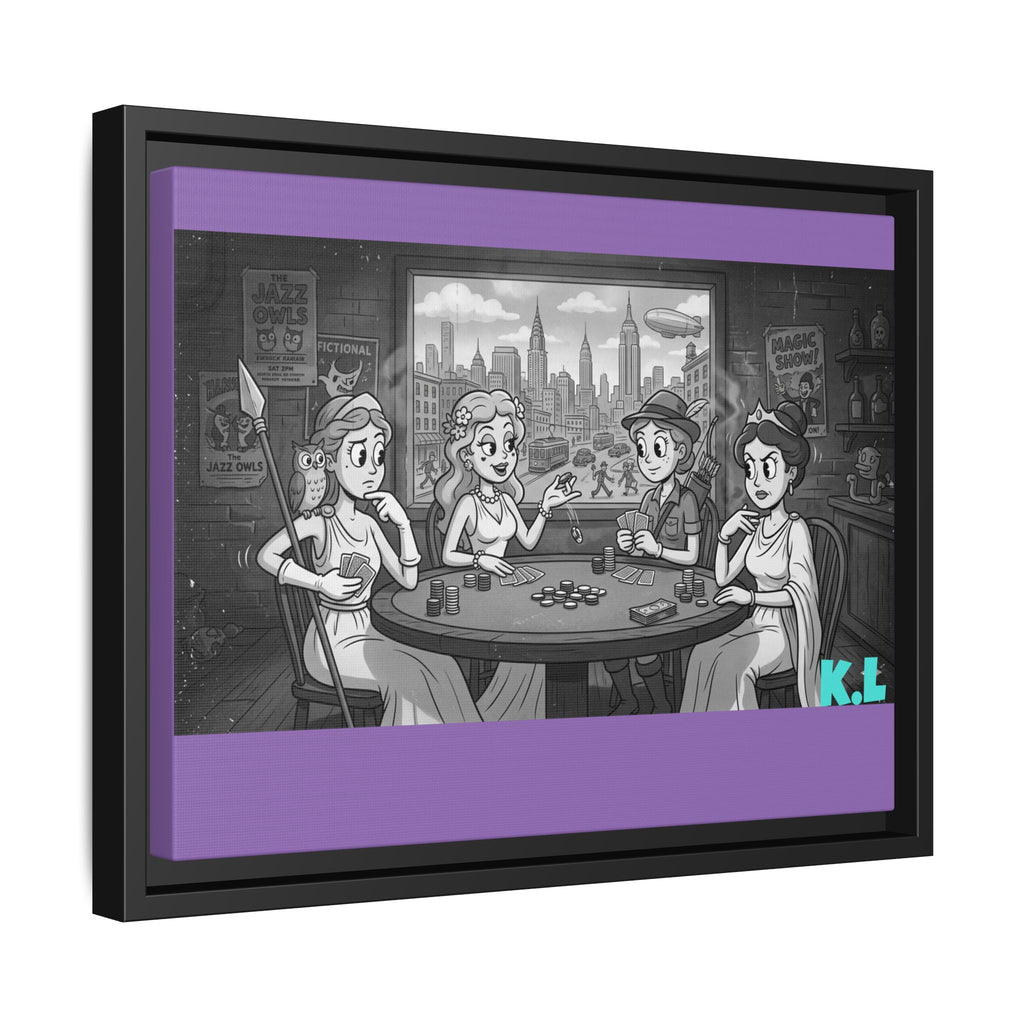 Framed Matte Canvas - Vintage Goddess Poker Night Print