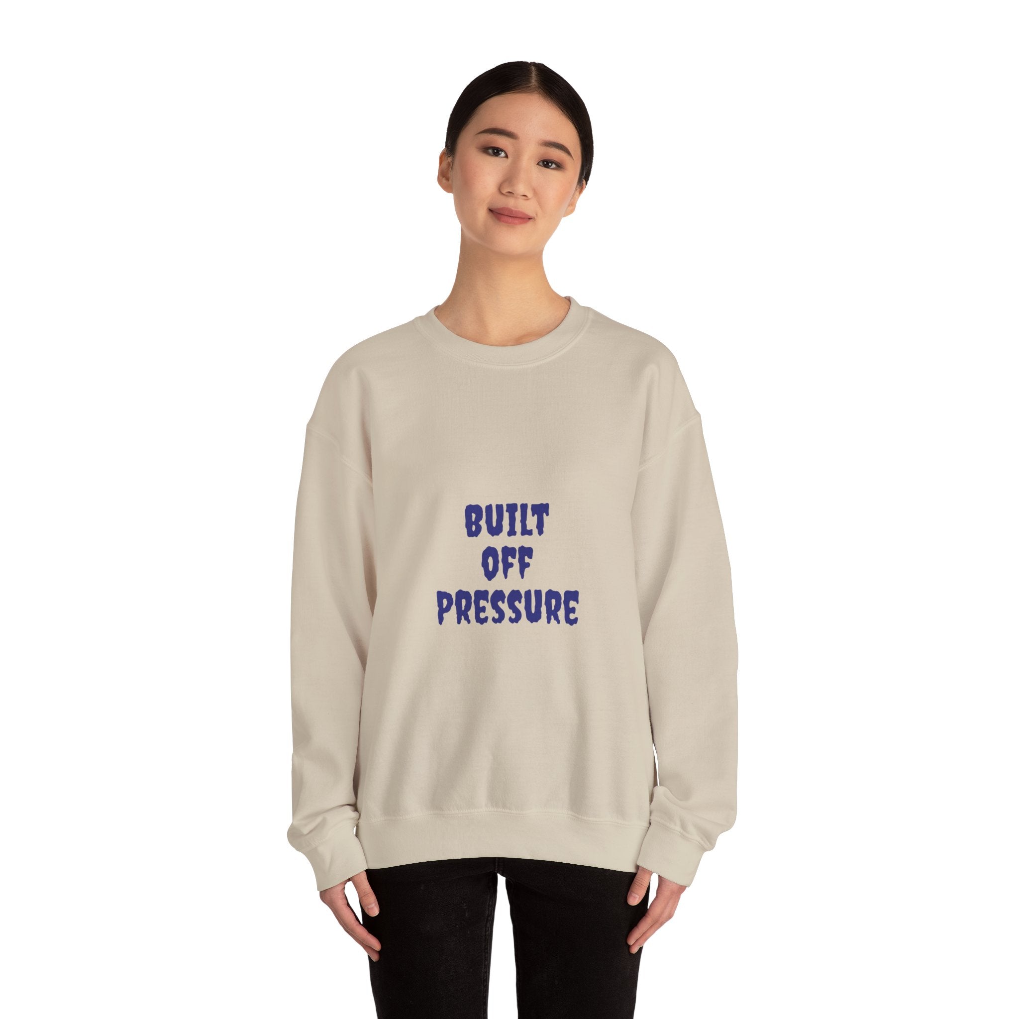 Crewneck Sweatshirt — "Built Off Pressure" Diamond UFO Floral Back Print