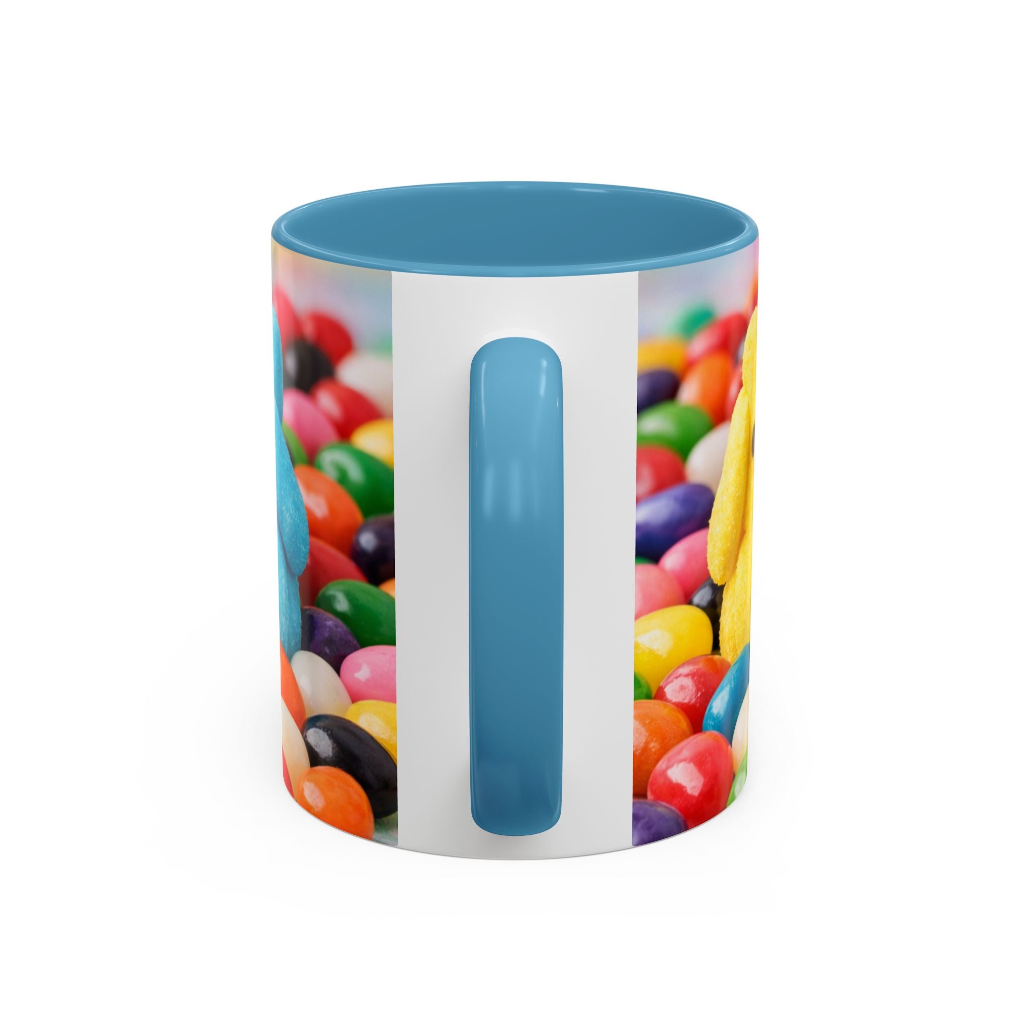 Easter Candy Peeps Coffee Mug — Colorful Jellybean & Marshmallow Bunny Accent Mug (11/15oz)