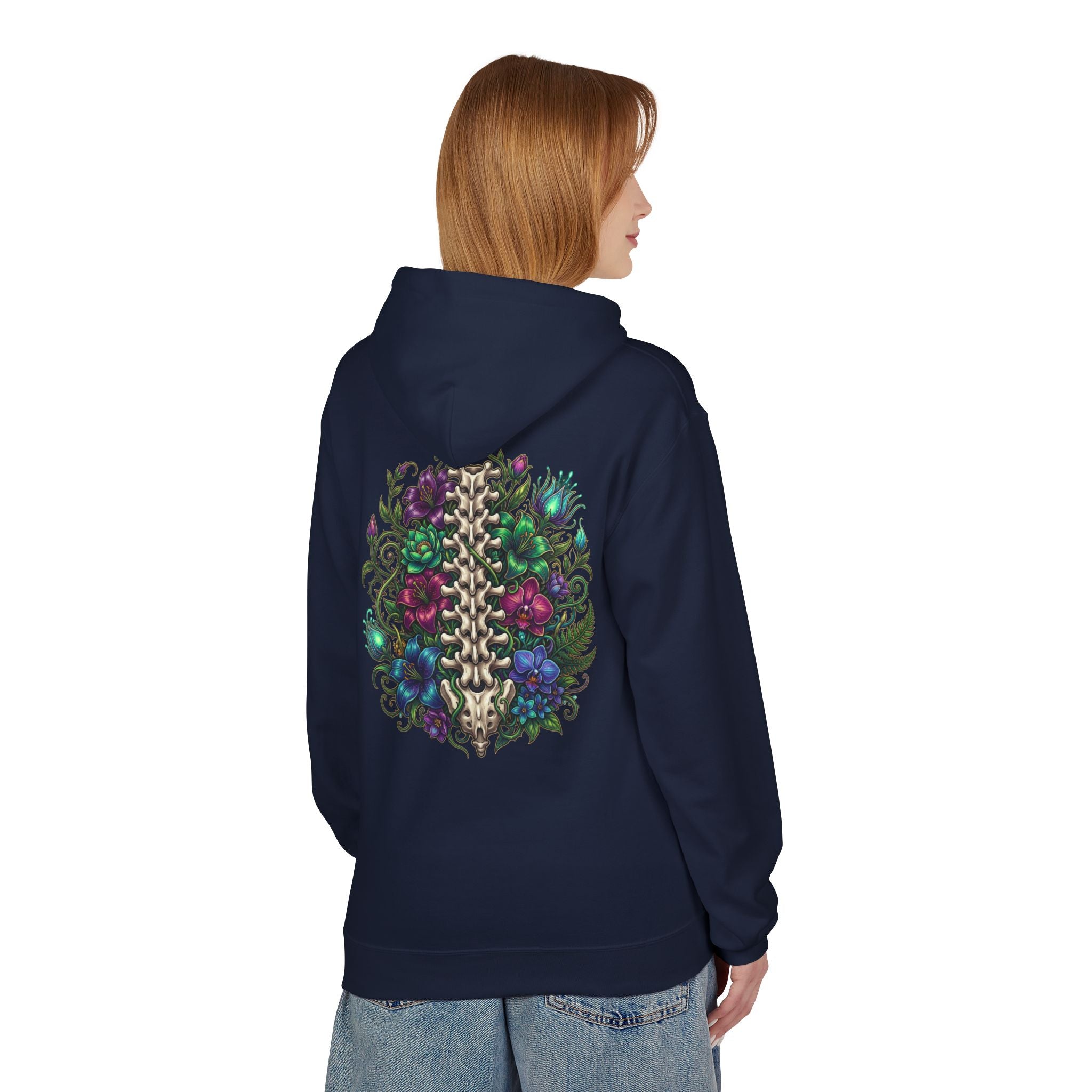 Spine & Blossoms Hoodie — "Soft Heart, Strong Spine!" Graphic Pullover