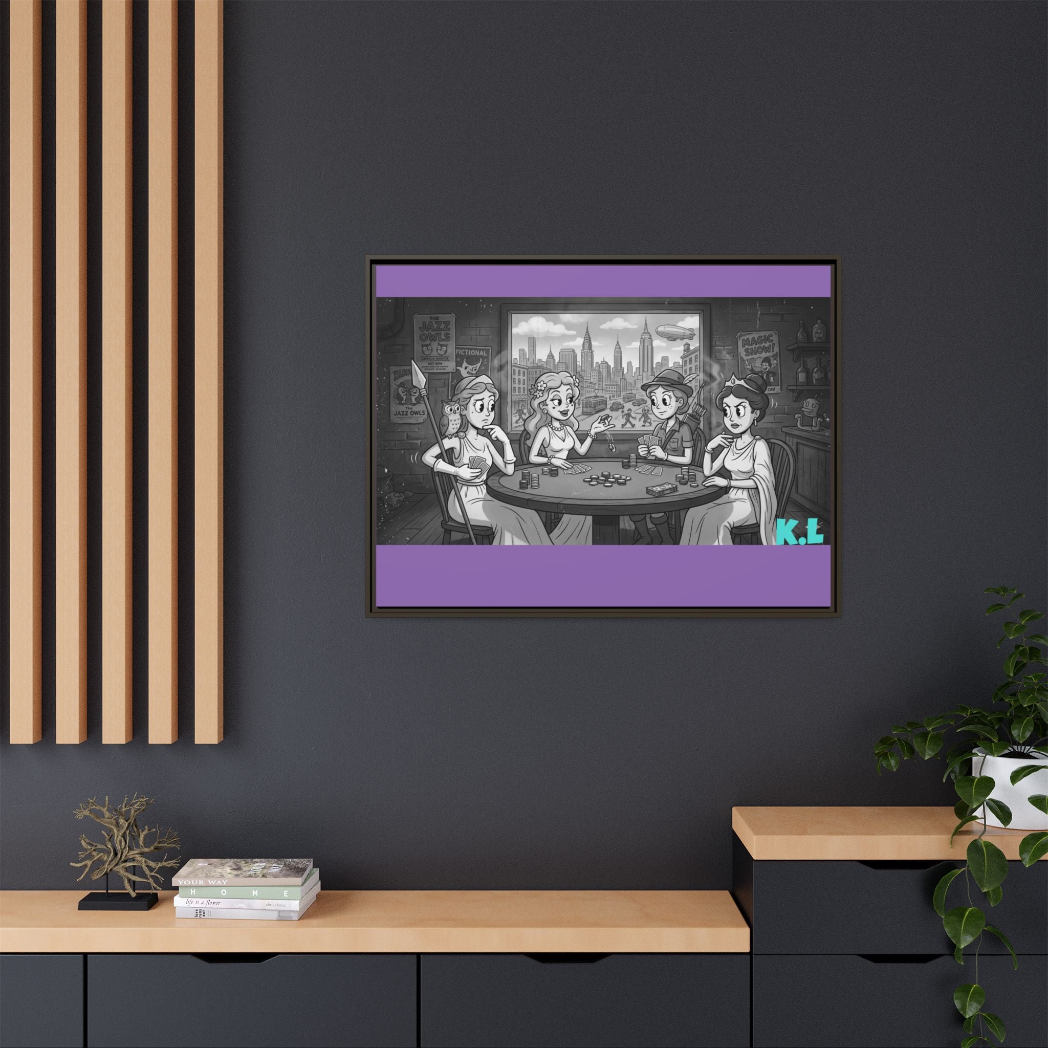 Framed Matte Canvas - Vintage Goddess Poker Night Print