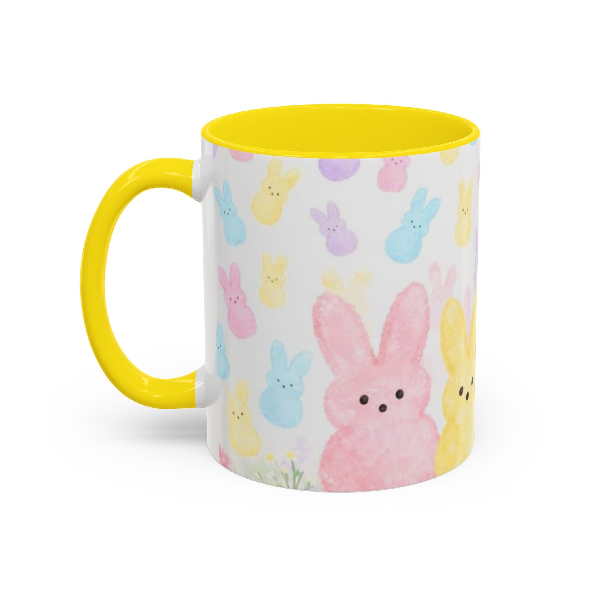 Pastel Peeps Easter Coffee Mug — Cute Bunny Pattern Accent Mug (11/15oz)