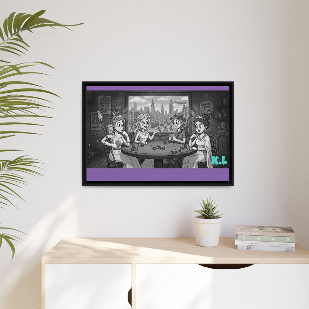 Framed Matte Canvas - Vintage Goddess Poker Night Print