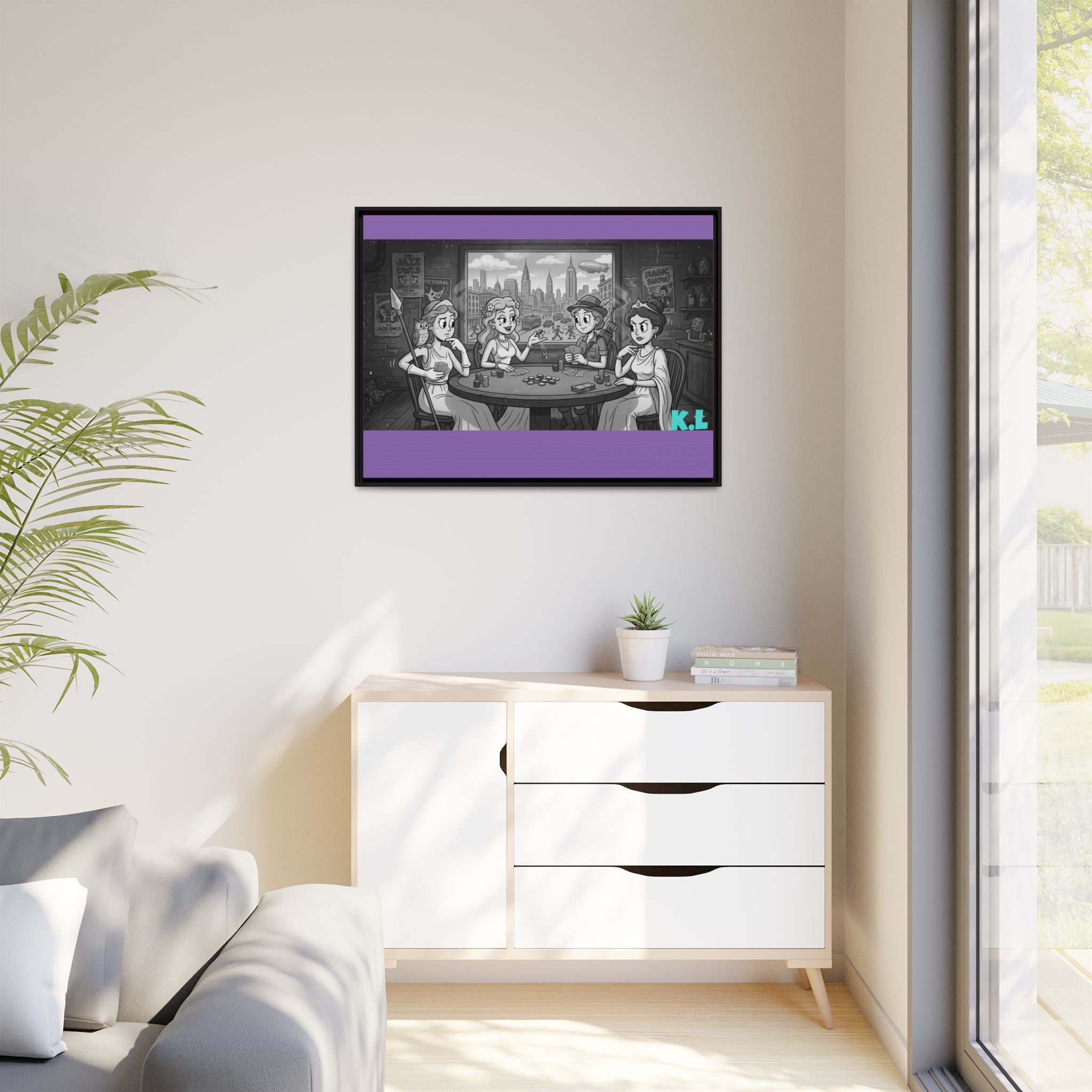 Framed Matte Canvas - Vintage Goddess Poker Night Print