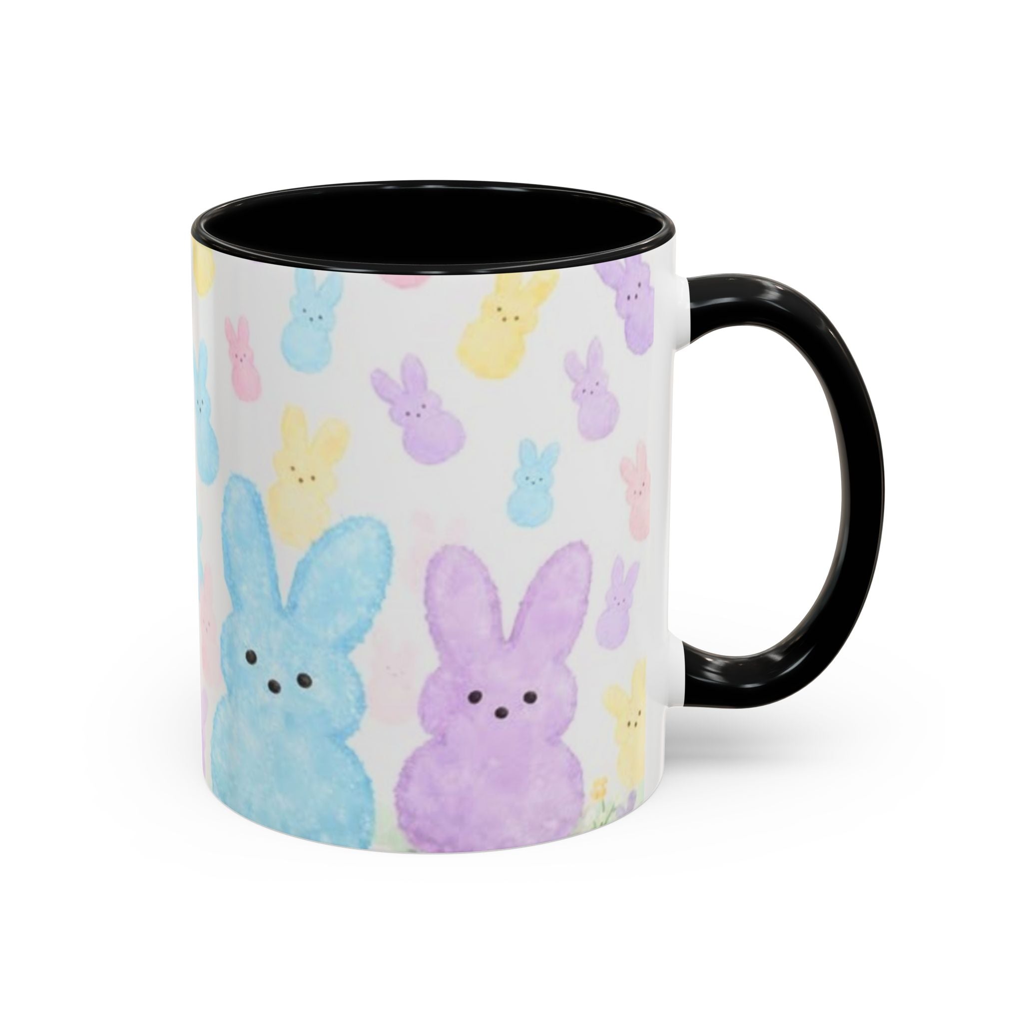 Pastel Peeps Easter Coffee Mug — Cute Bunny Pattern Accent Mug (11/15oz)